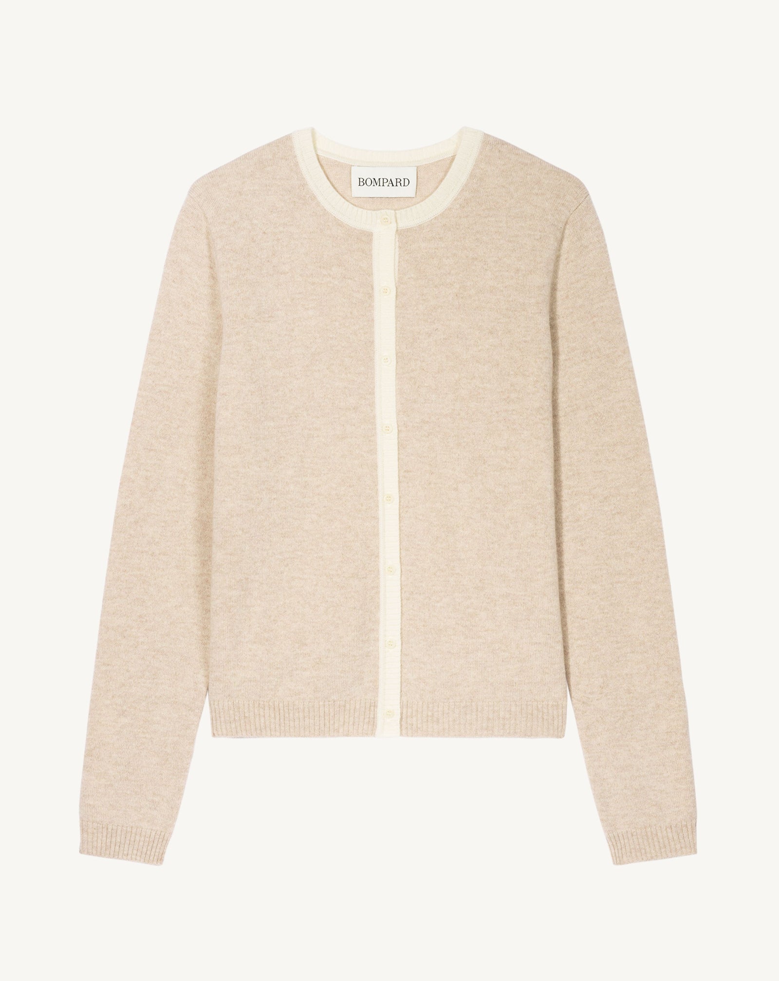 Cardigan  manches boutons-TOURTERELLE/NATUREL-100% cachemire