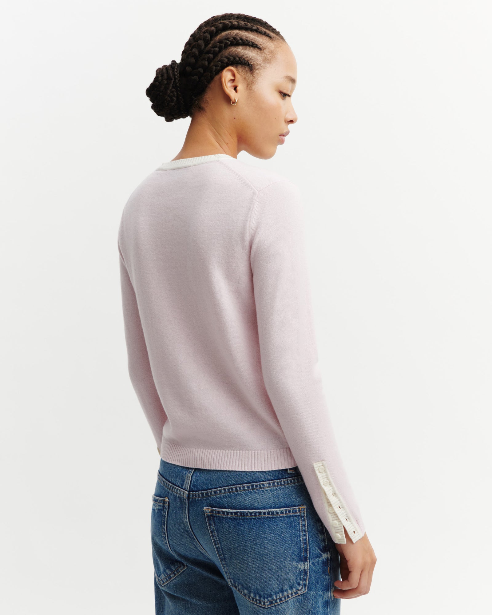 Cardigan  manches boutons-CERISIER/NATUREL-100% cachemire