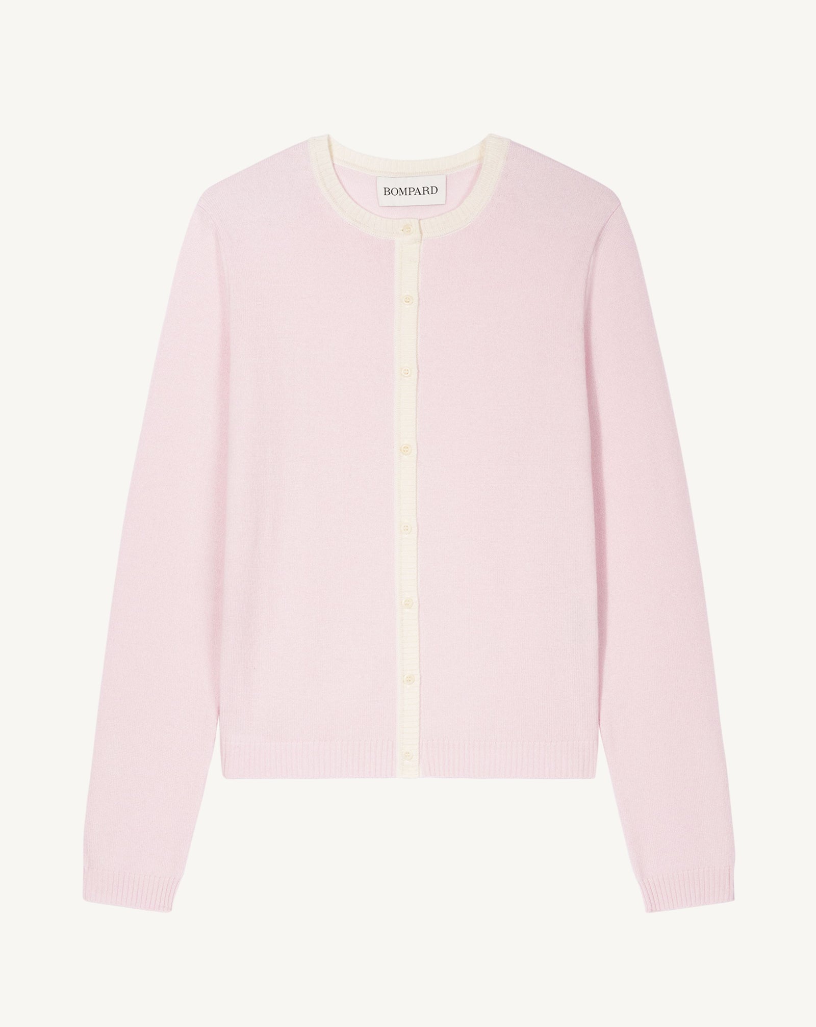 Cardigan  manches boutons-CERISIER/NATUREL-100% cachemire