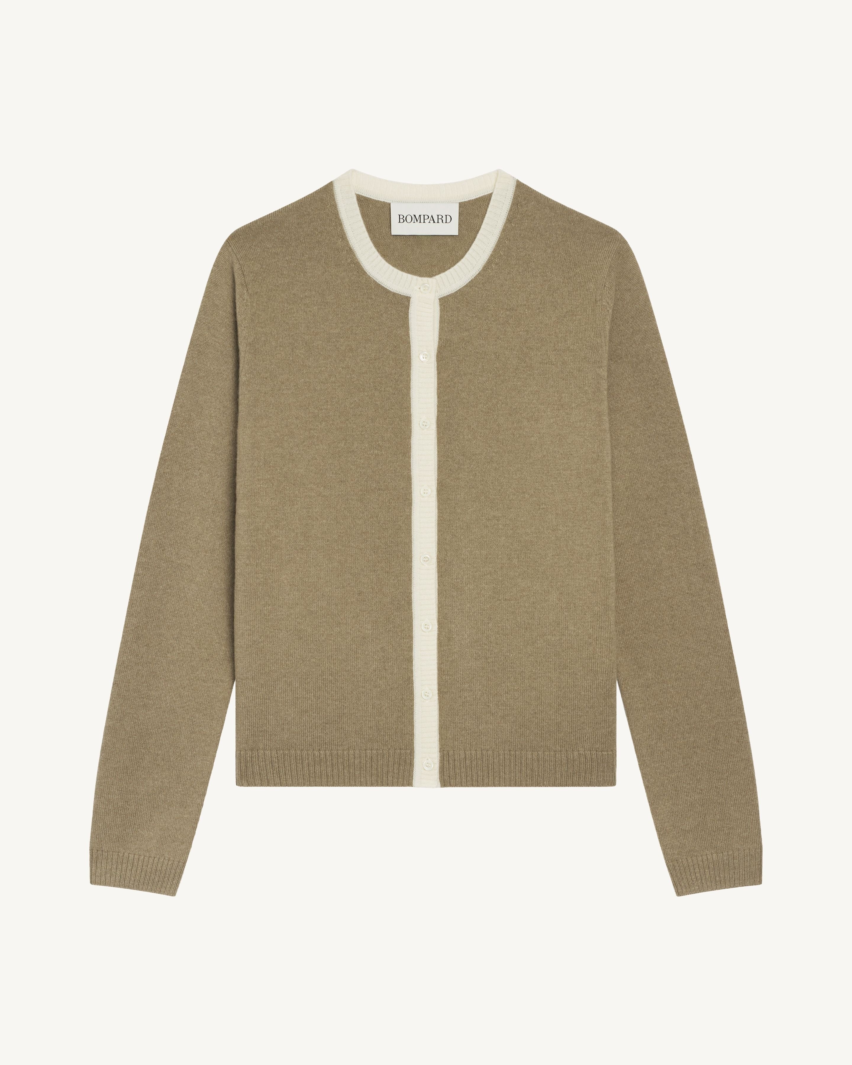 Cardigan  manches boutons-BEIGE CENDRE/NATUREL-100% cachemire