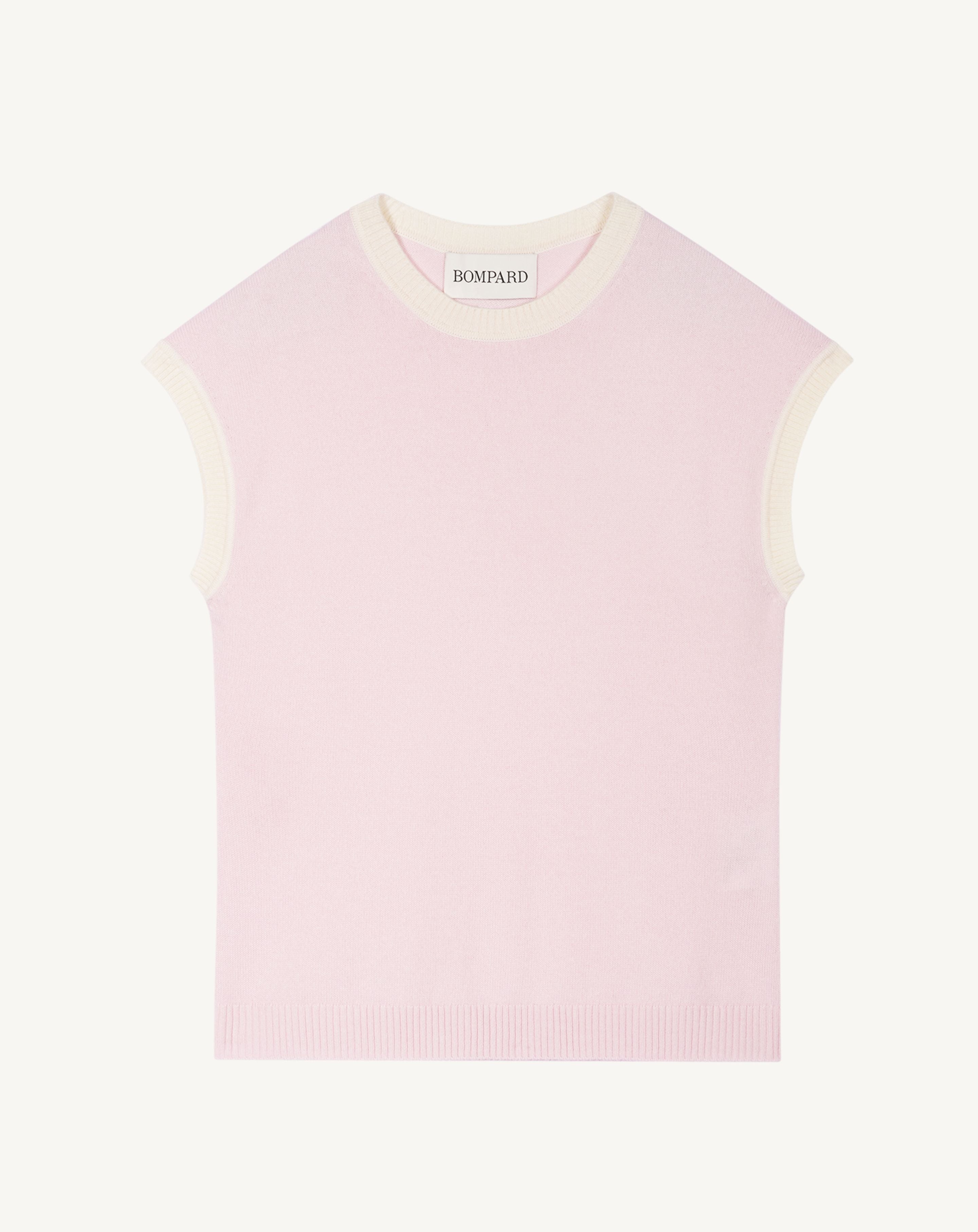 Pull à petites manches-CERISIER/NATUREL-100% cachemire