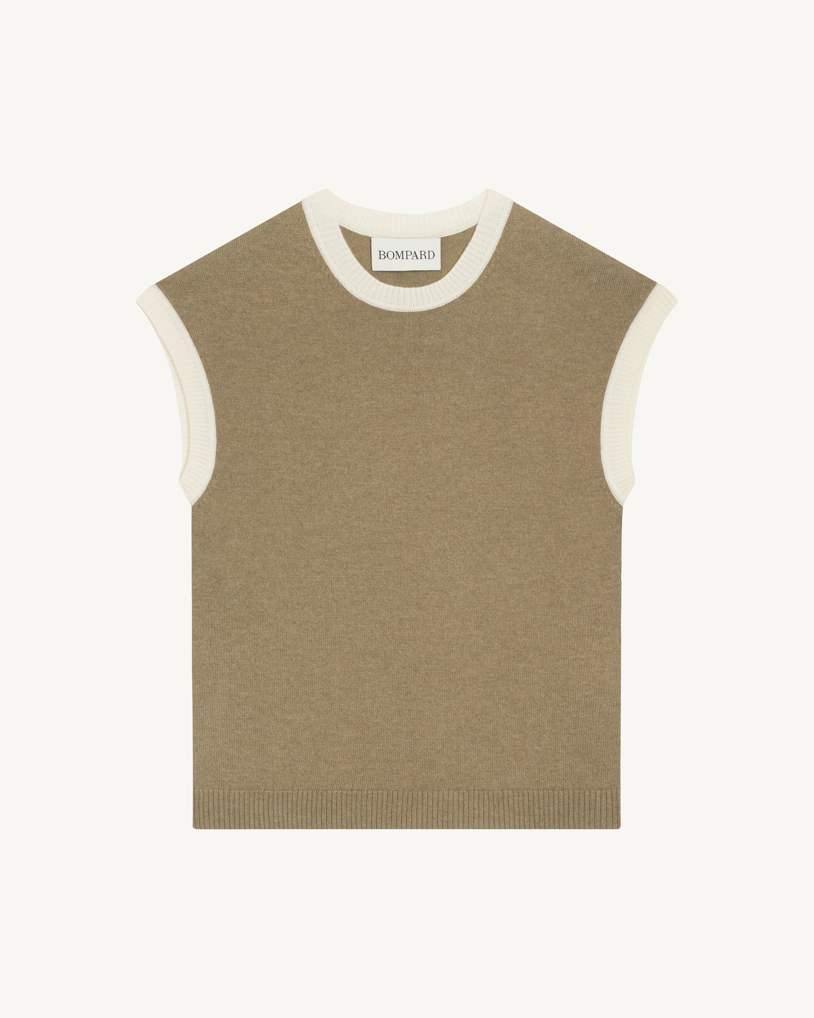 Pull à petites manches-BEIGE CENDRE/NATUREL-100% cachemire
