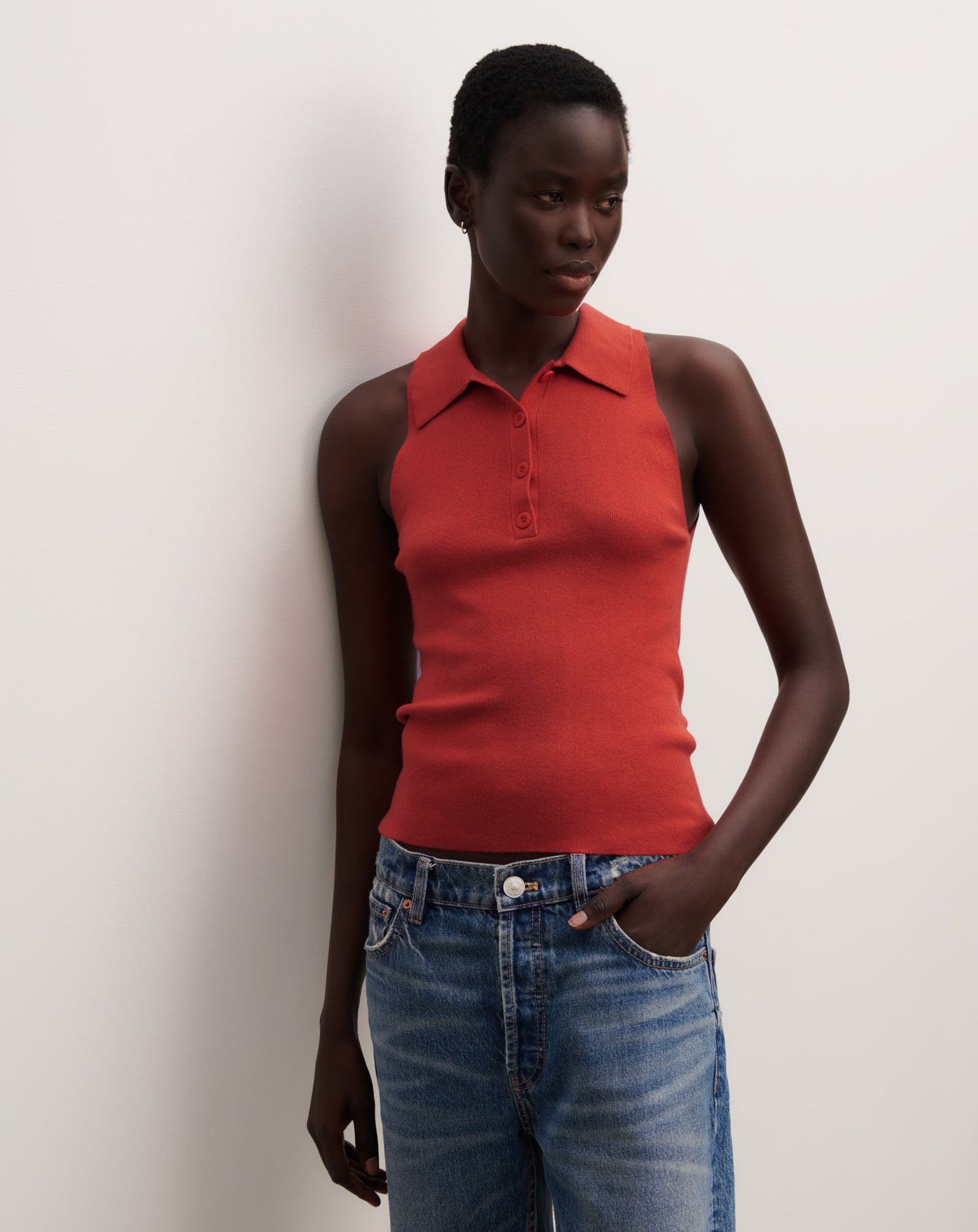 Polo sans manches-SANTA FE-85% soie 15% cachemire