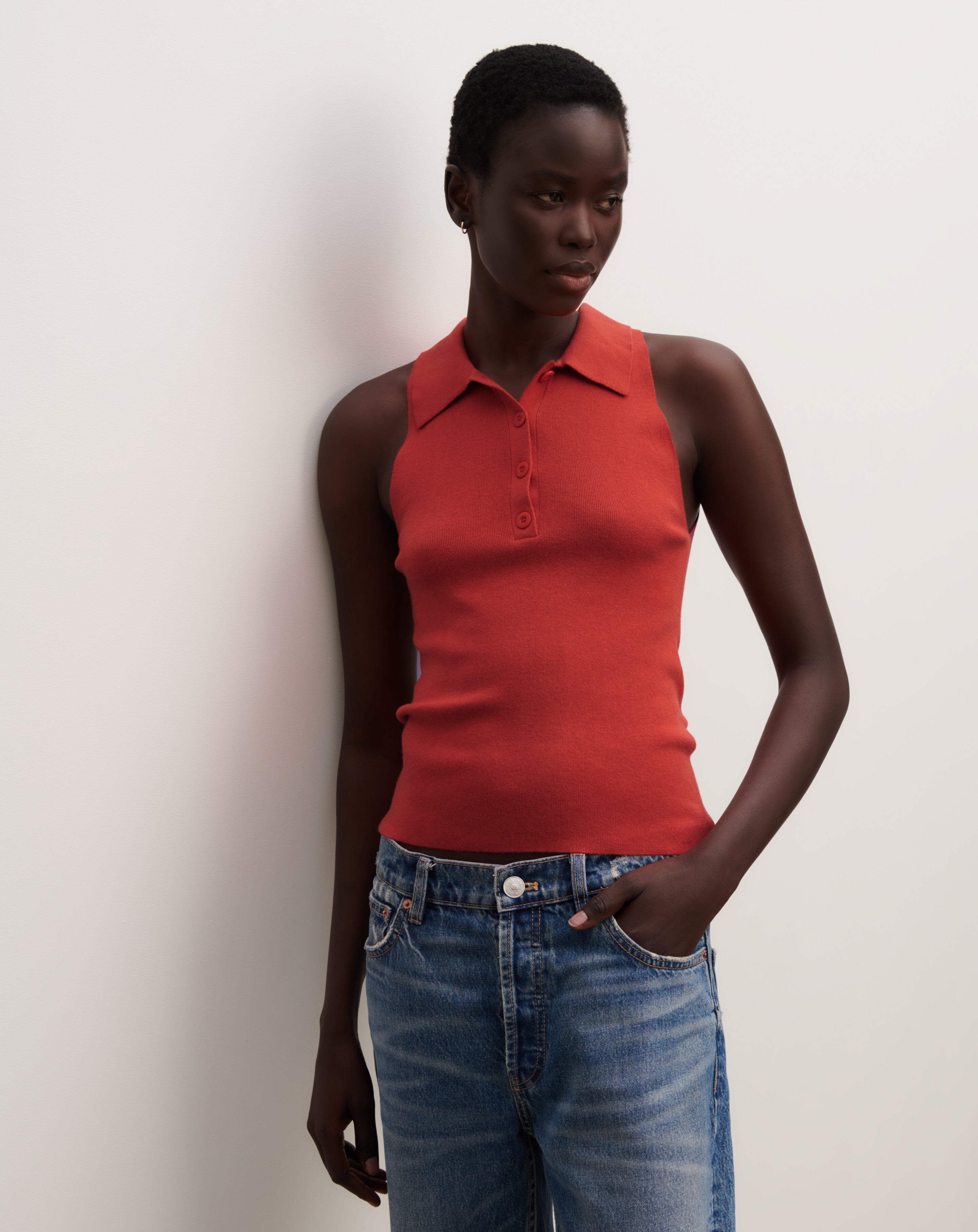 Polo sans manches-SANTA FE-85% soie 15% cachemire