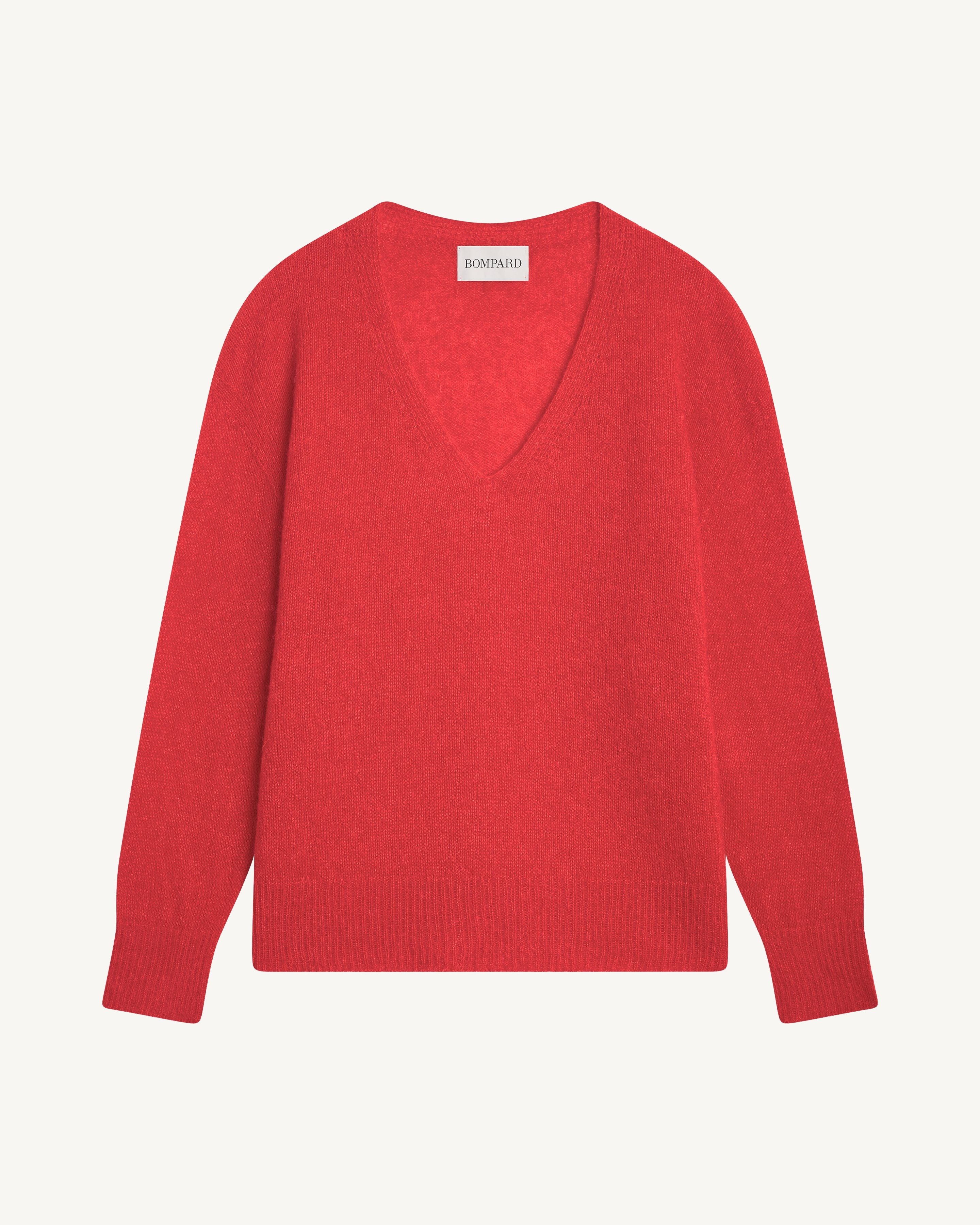 Col V oversized plume-ROUGE QUARANTE-40% : baby alpaga; 32% : soie; 28% : cachemire