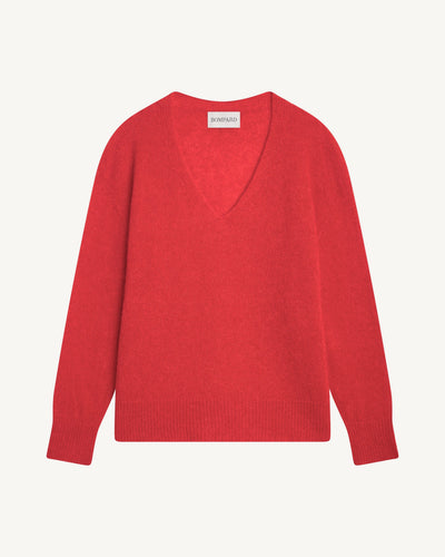 Col V oversized plume-ROUGE QUARANTE-40% : baby alpaga; 32% : soie; 28% : cachemire