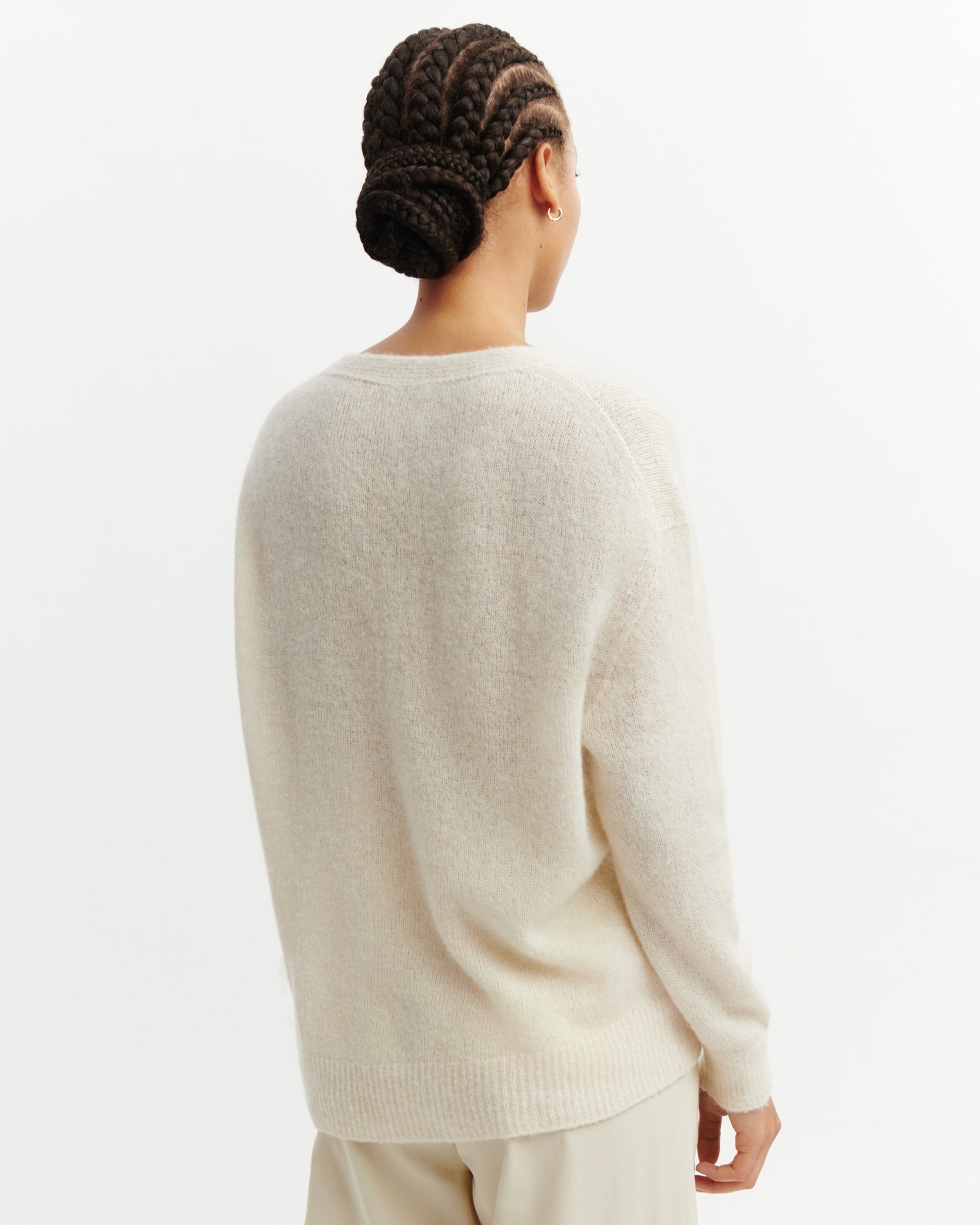 Col V maille plume-NATUREL-40% : baby alpaga; 32% : soie; 28% : cachemire