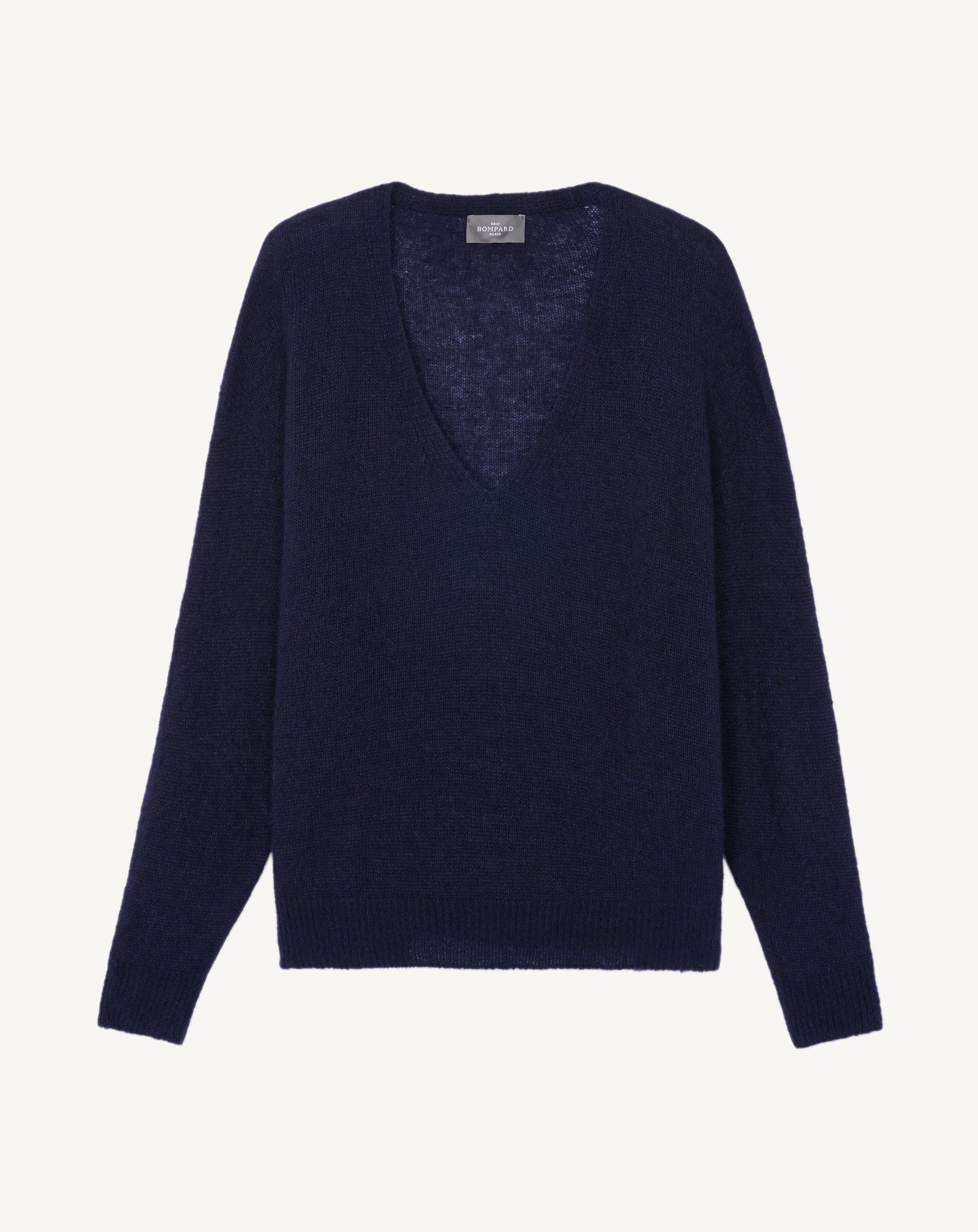 Col V maille plume-MARINE-40% baby alpaga 32% cachemire 28% soie