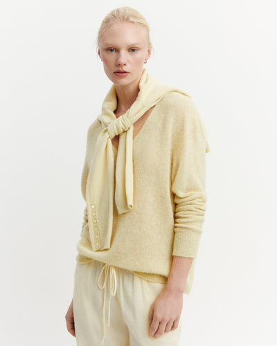 Col V maille plume-ZESTE-40% : baby alpaga; 32% : soie; 28% : cachemire