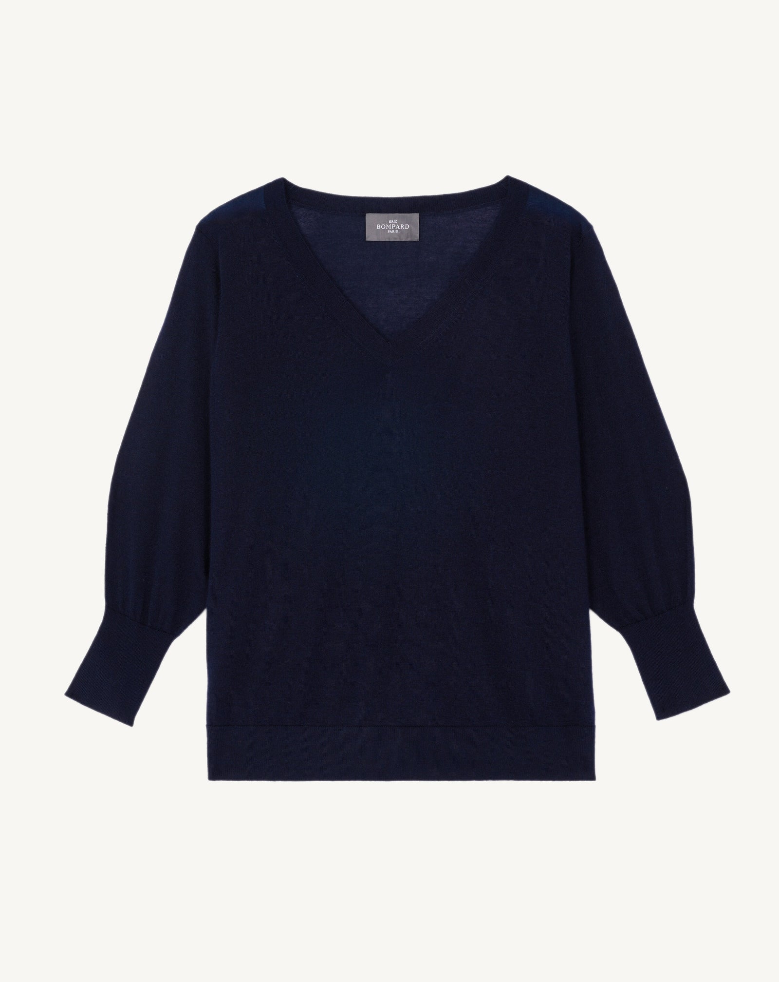 Pull col V ample-MARINE-70% cachemire 30% soie