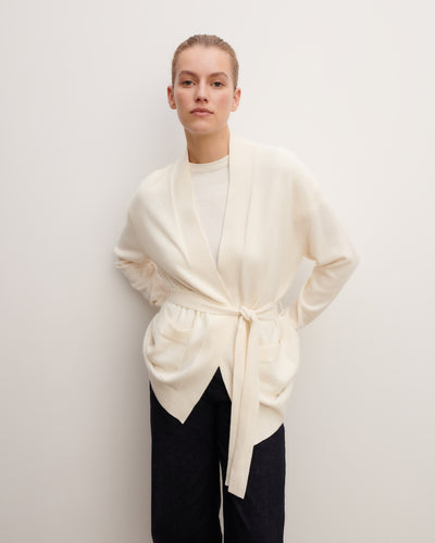 Veste cosy ceinturée-NATUREL-100% cachemire