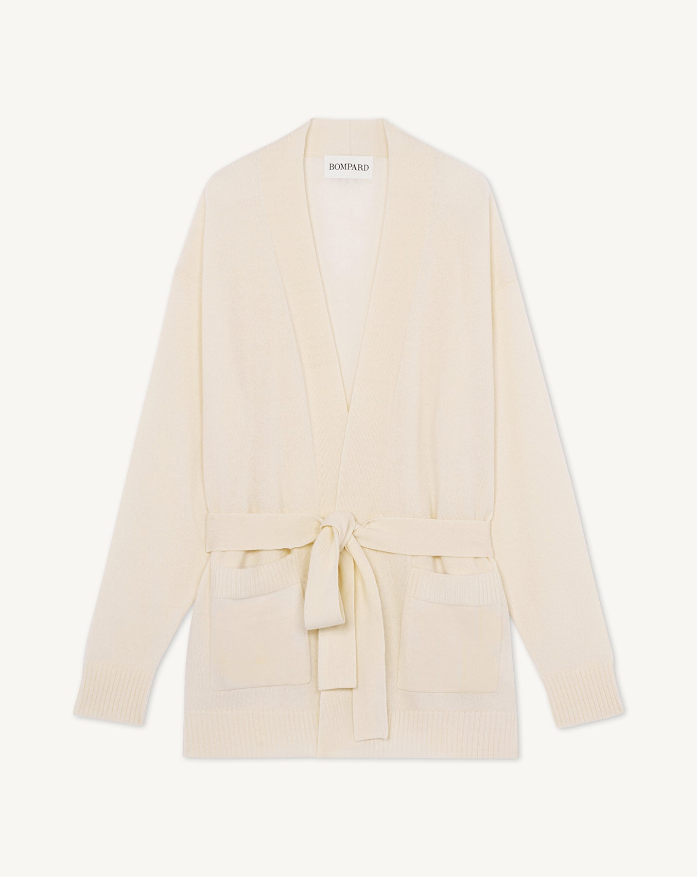 Veste cosy ceinturée-NATUREL-100% cachemire