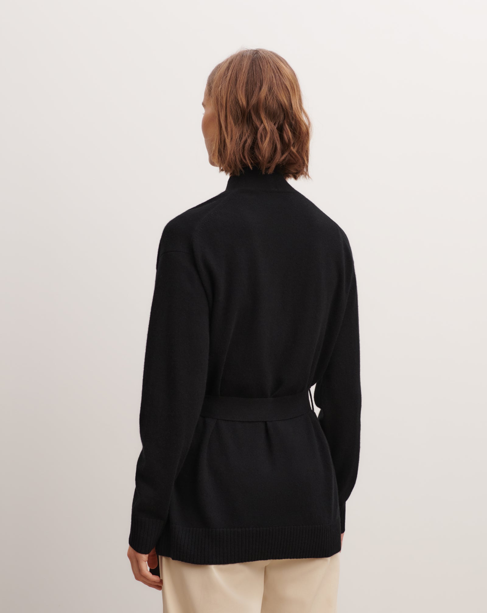 Veste cosy ceinturée-NOIR-100% cachemire