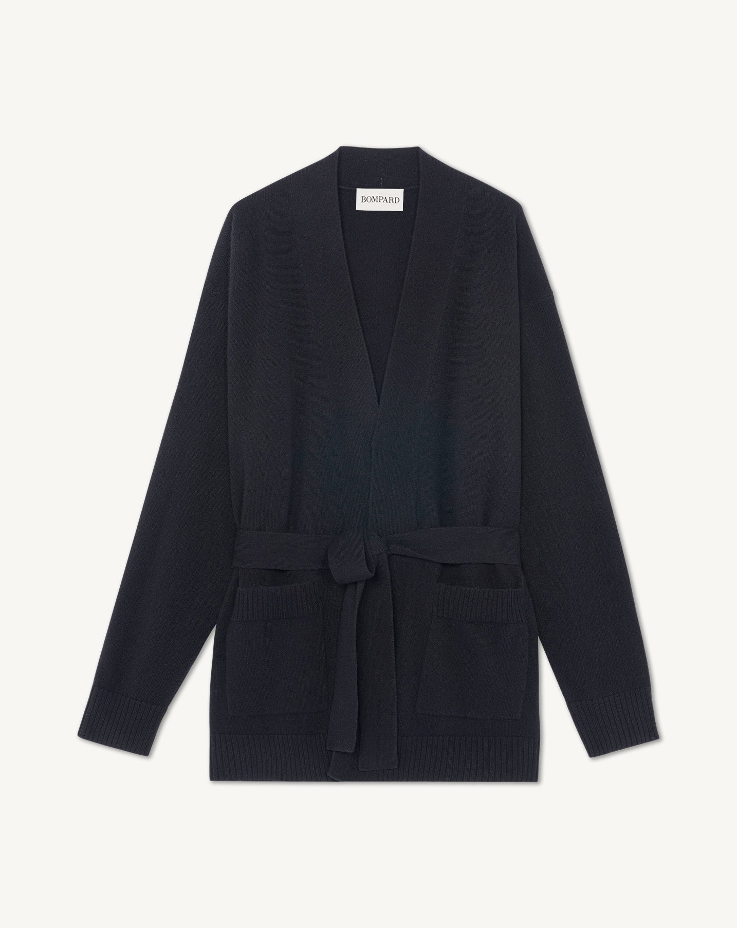 Veste cosy ceinturée-NOIR-100% cachemire