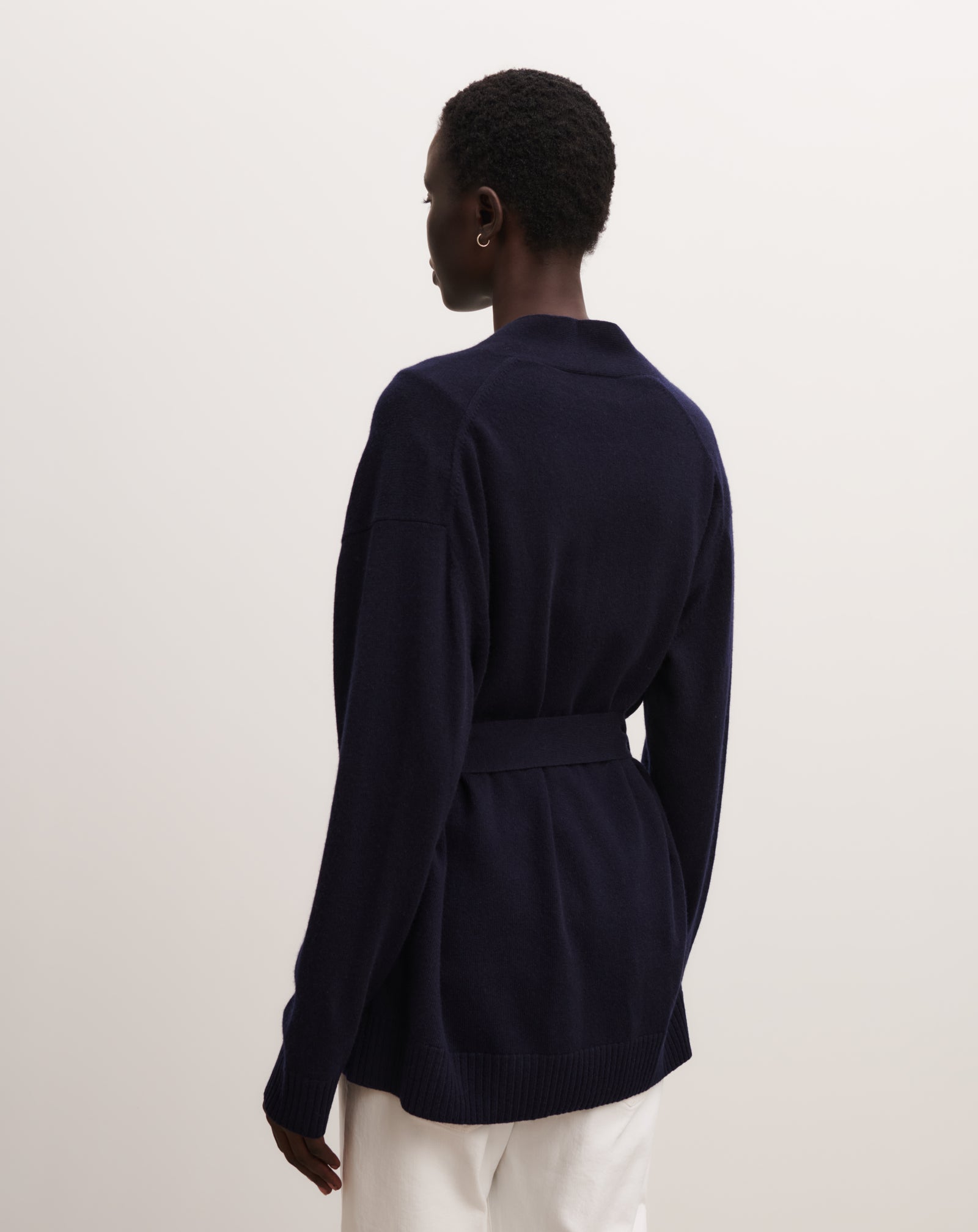 Veste cosy ceinturée-MARINE-100% cachemire