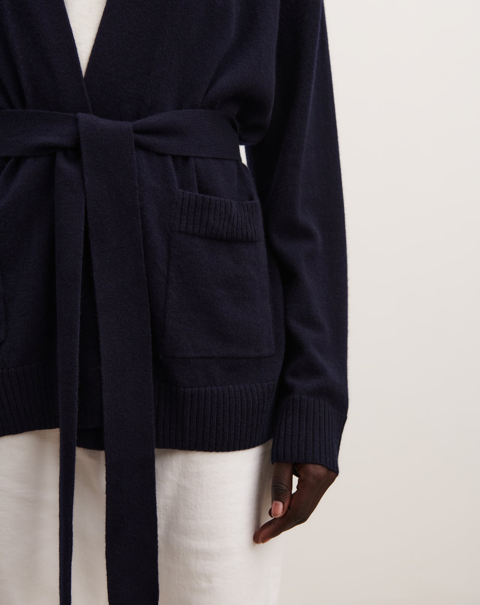 Veste cosy ceinturée-MARINE-100% cachemire