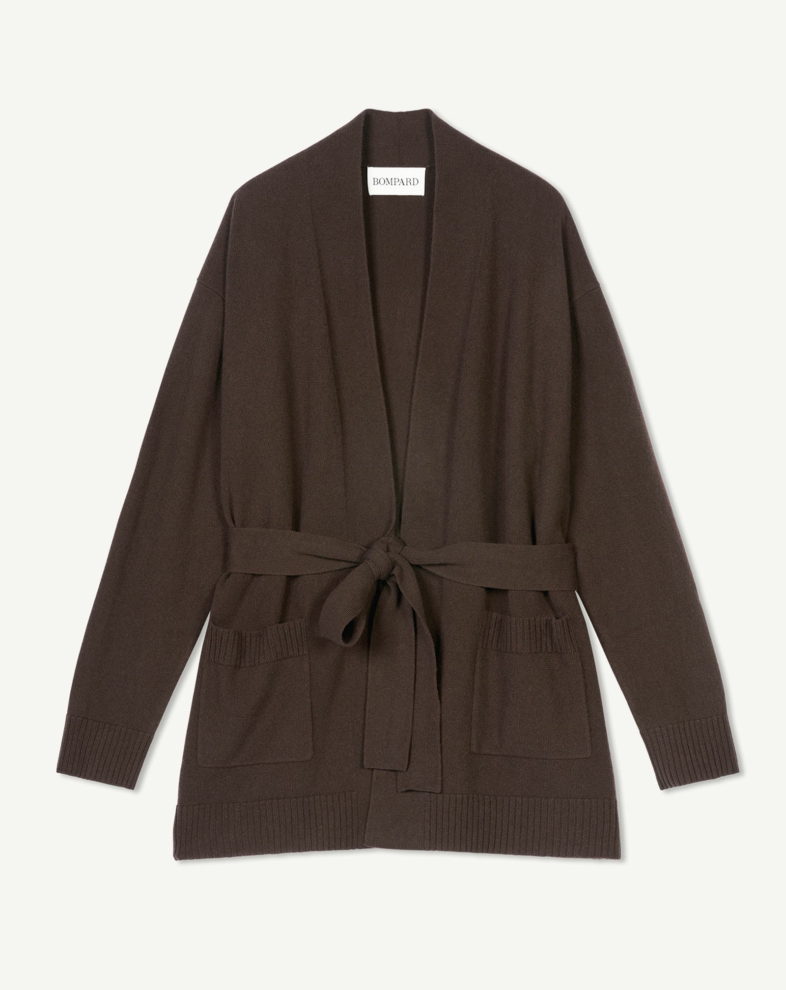 Veste cosy ceinturée-CHOCOLAT-100% cachemire