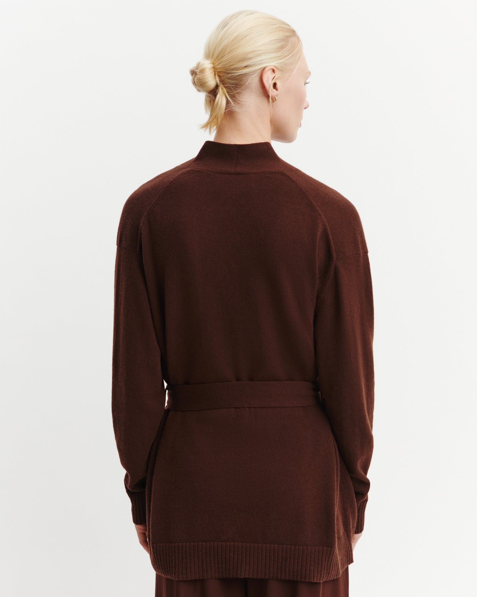 Veste cosy ceinturée-CAFE-100% cachemire