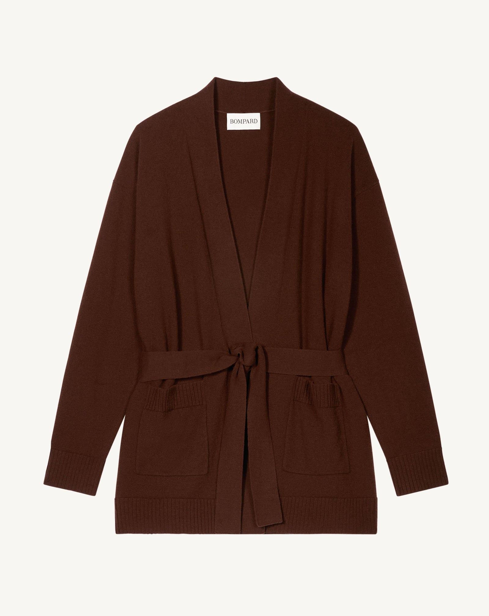 Veste cosy ceinturée-CAFE-100% cachemire