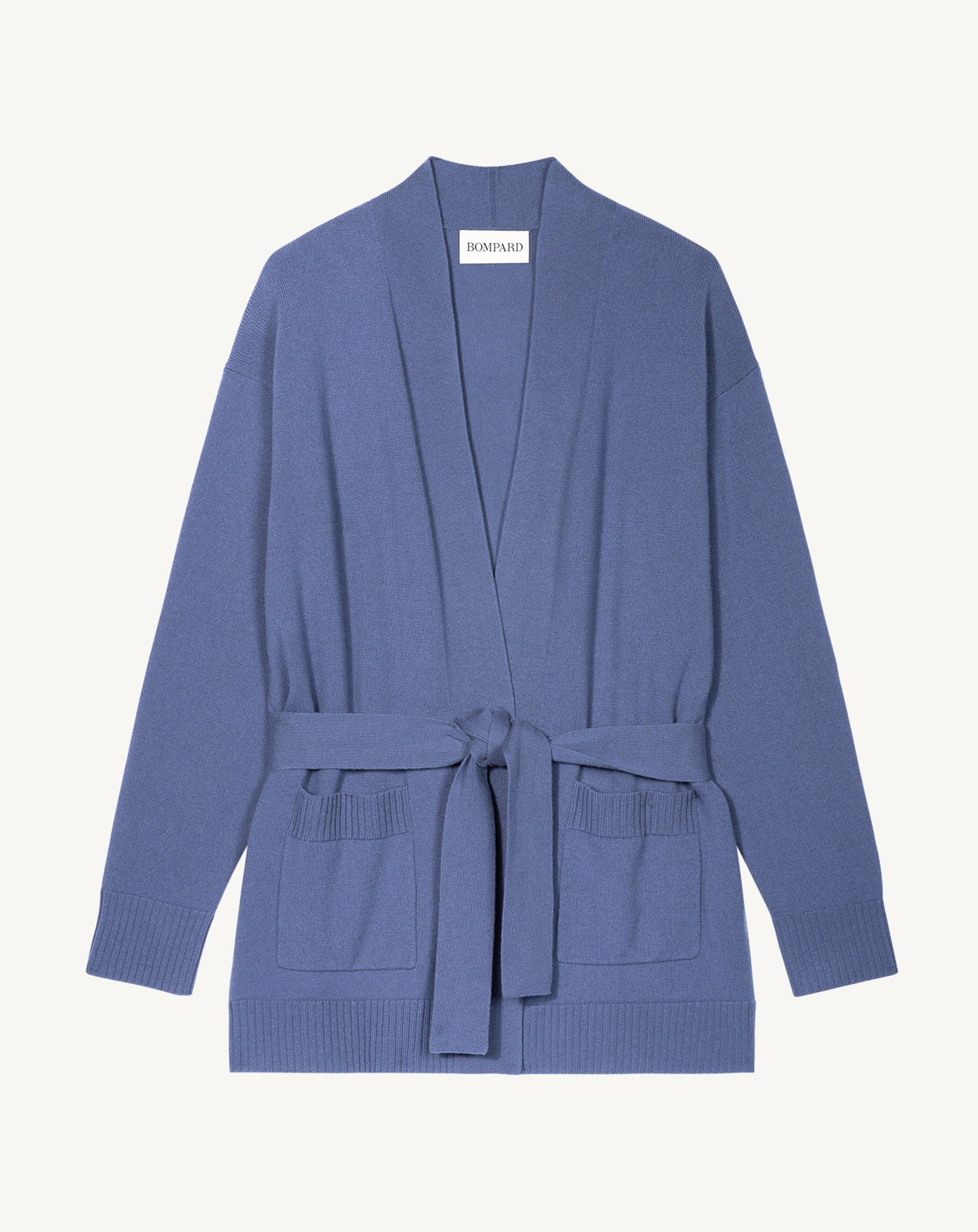 Veste cosy ceinturée-BLEU ATLAS-100% cachemire