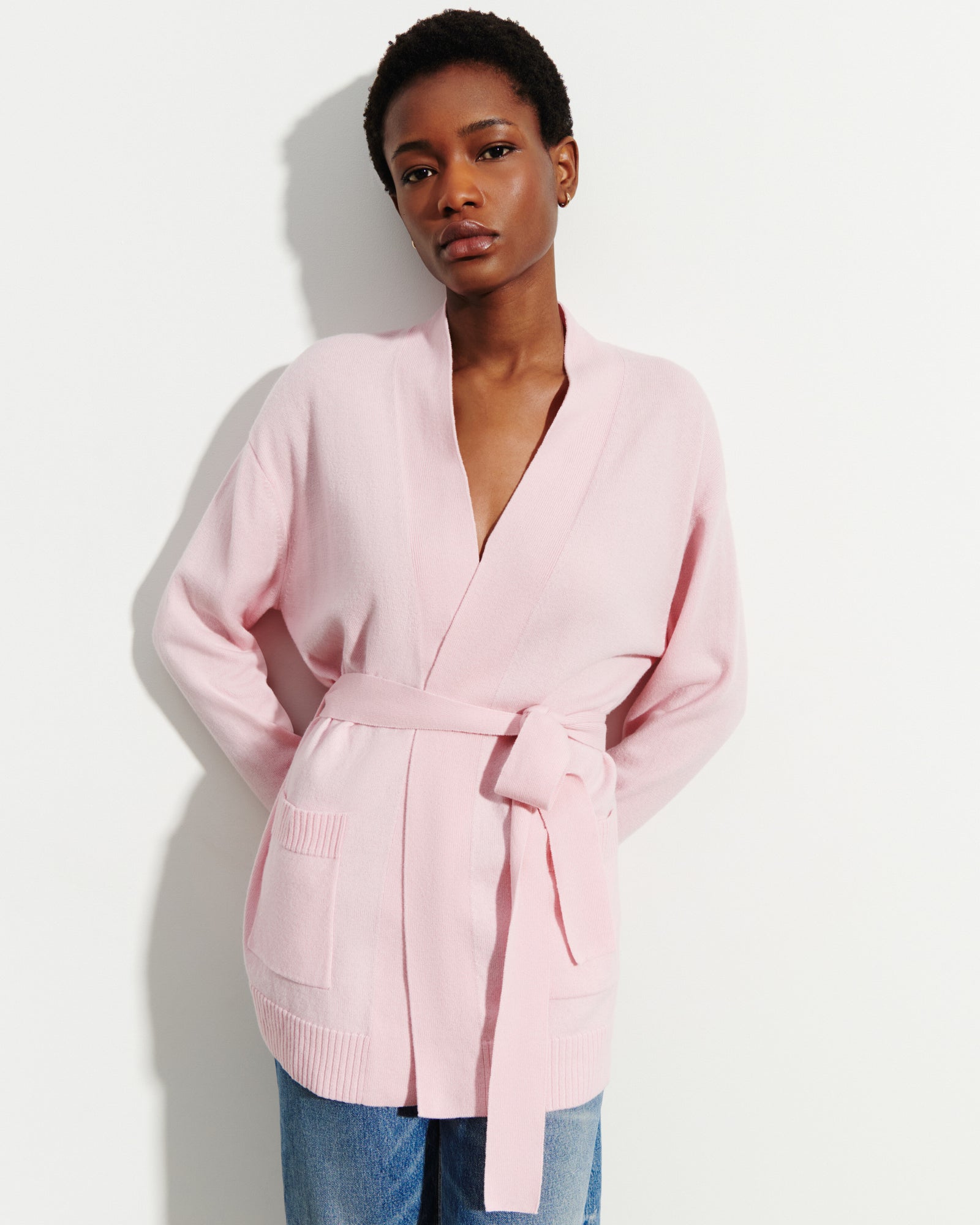 Veste cosy ceinturée-SAKURA-100% cachemire