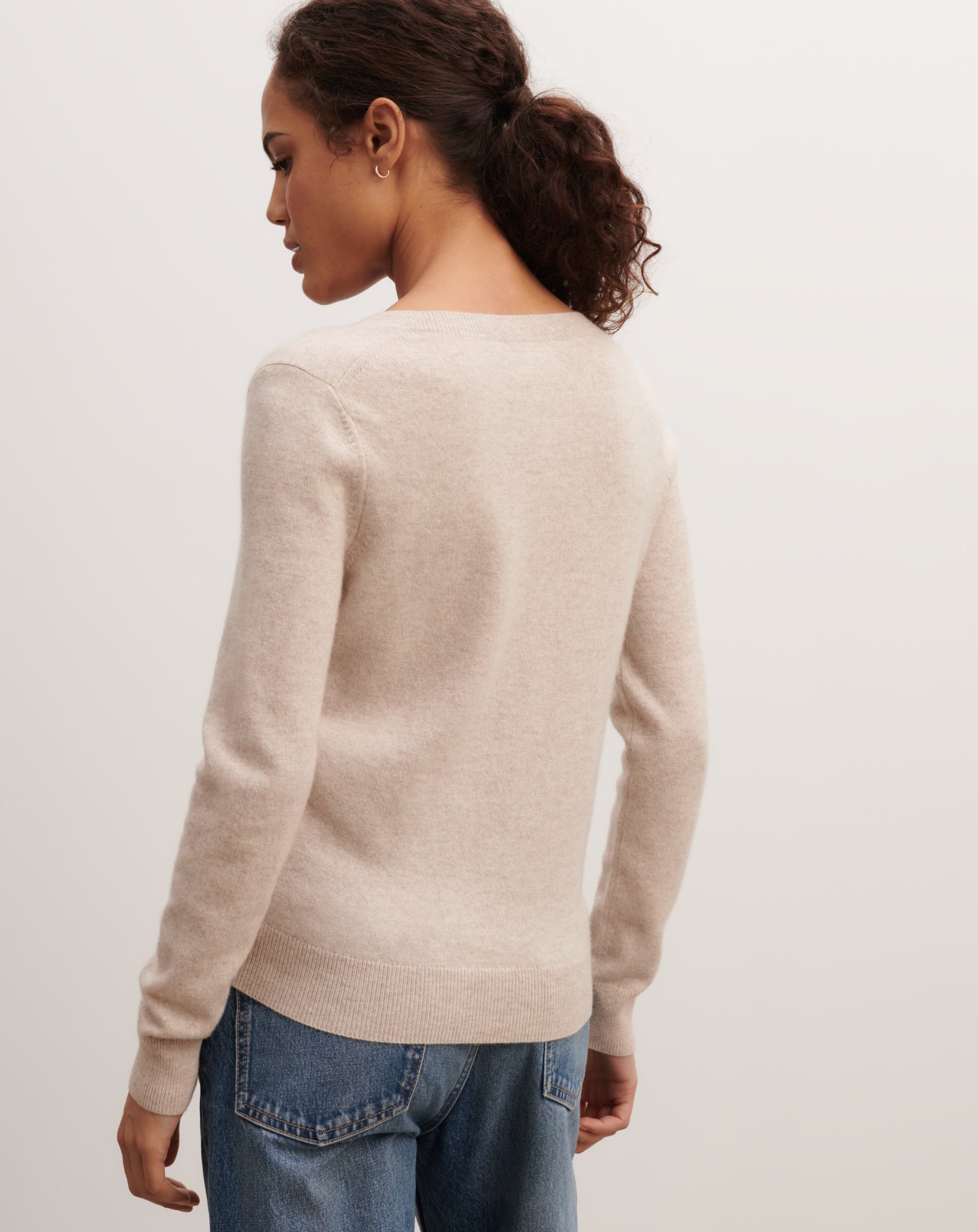 Pull col V classique-TOURTERELLE-100% cachemire