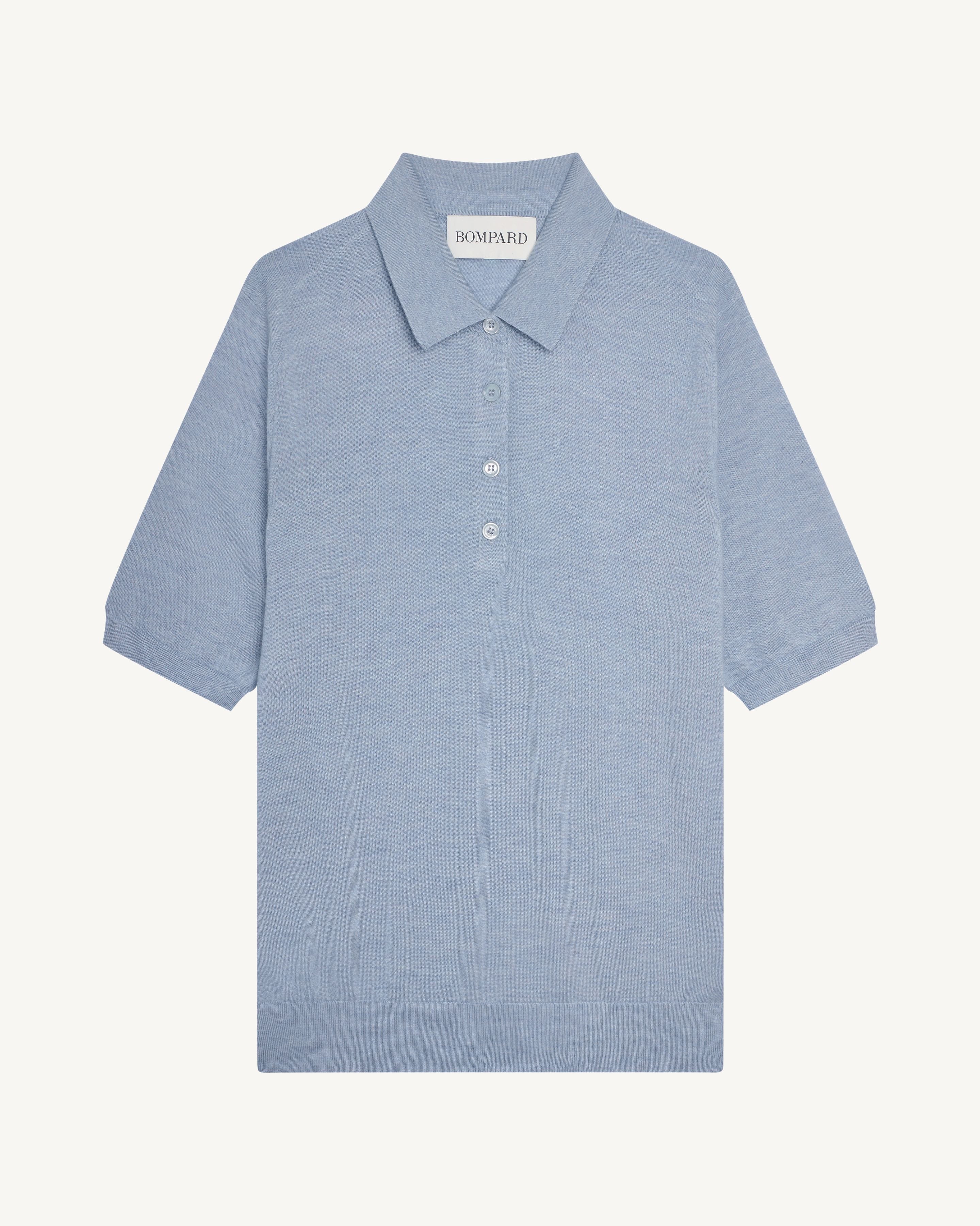 Polo Flavie-BLEU GLACIER-70% cachemire 30% soie