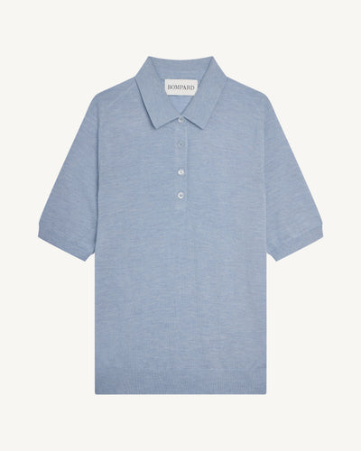 Polo Flavie-BLEU GLACIER-70% cachemire 30% soie