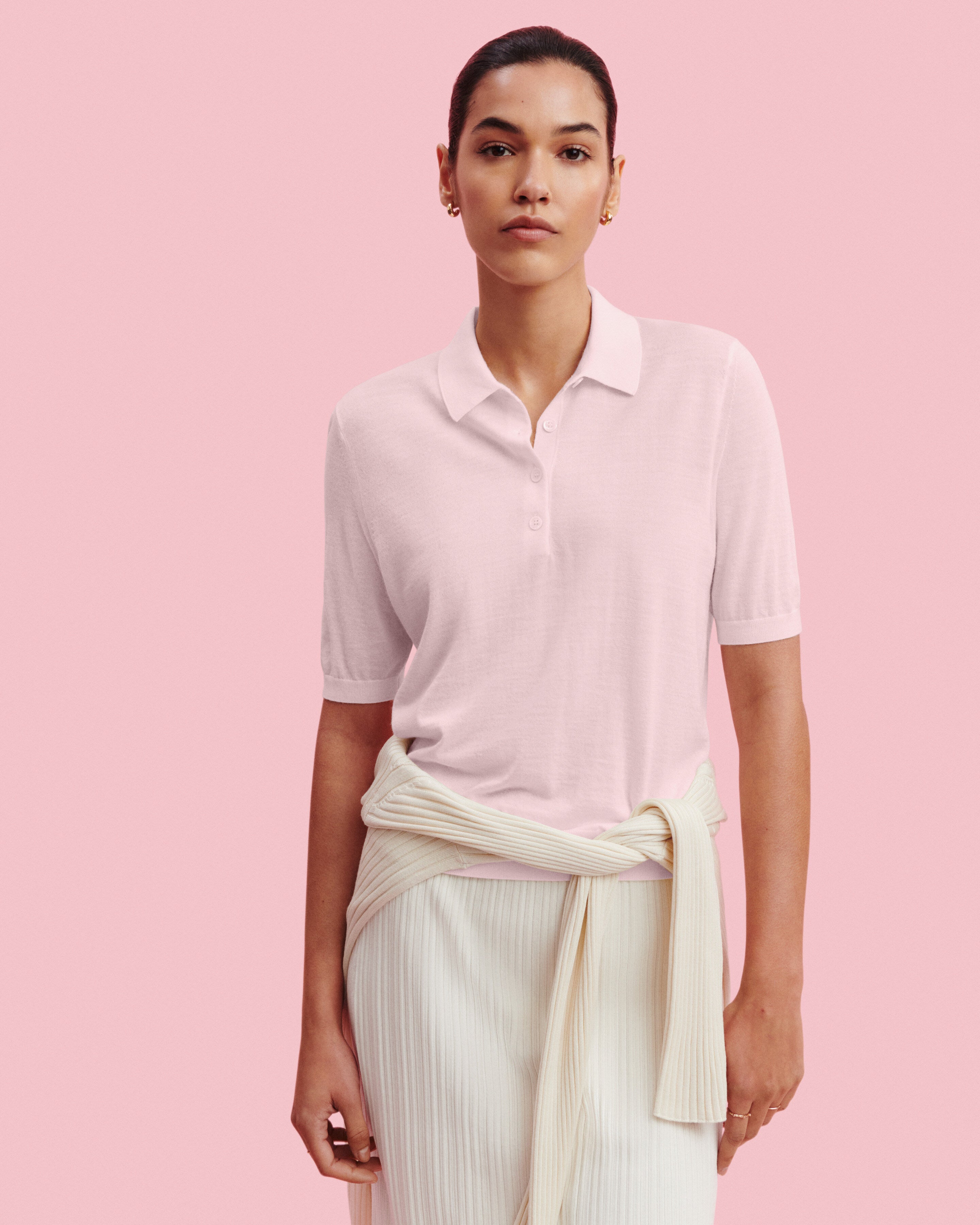 Polo Flavie-ROSE QUARTZ-70% cachemire 30% soie
