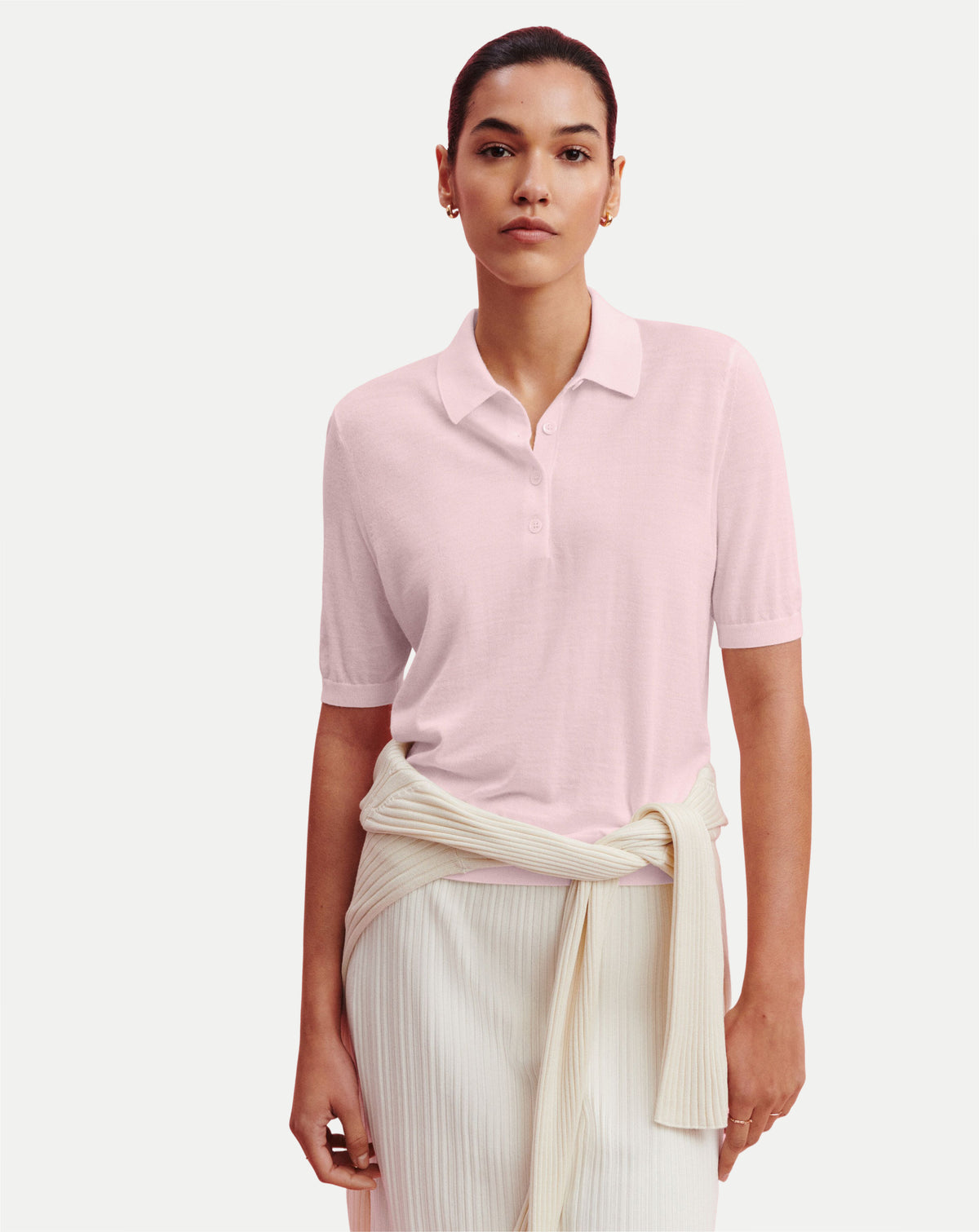 Polo Flavie-ROSE QUARTZ-70% cachemire 30% soie
