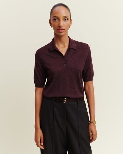 Polo Flavie-GRENAT FONCE-70% cachemire 30% soie