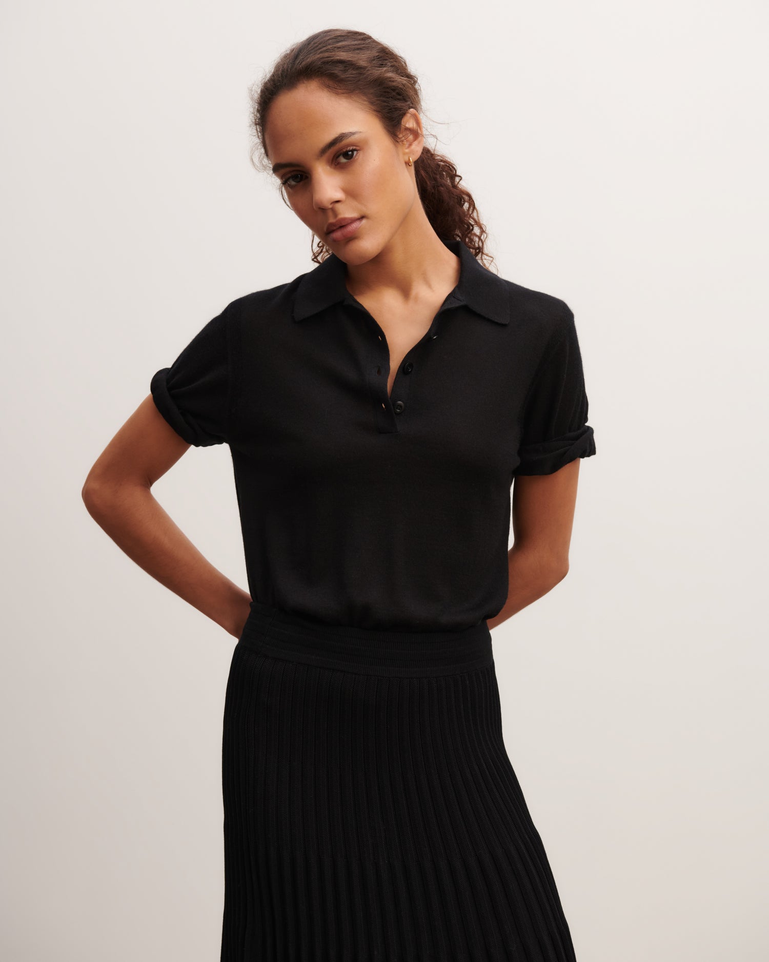 Polo ultrafin-NOIR-70% cachemire 30% soie