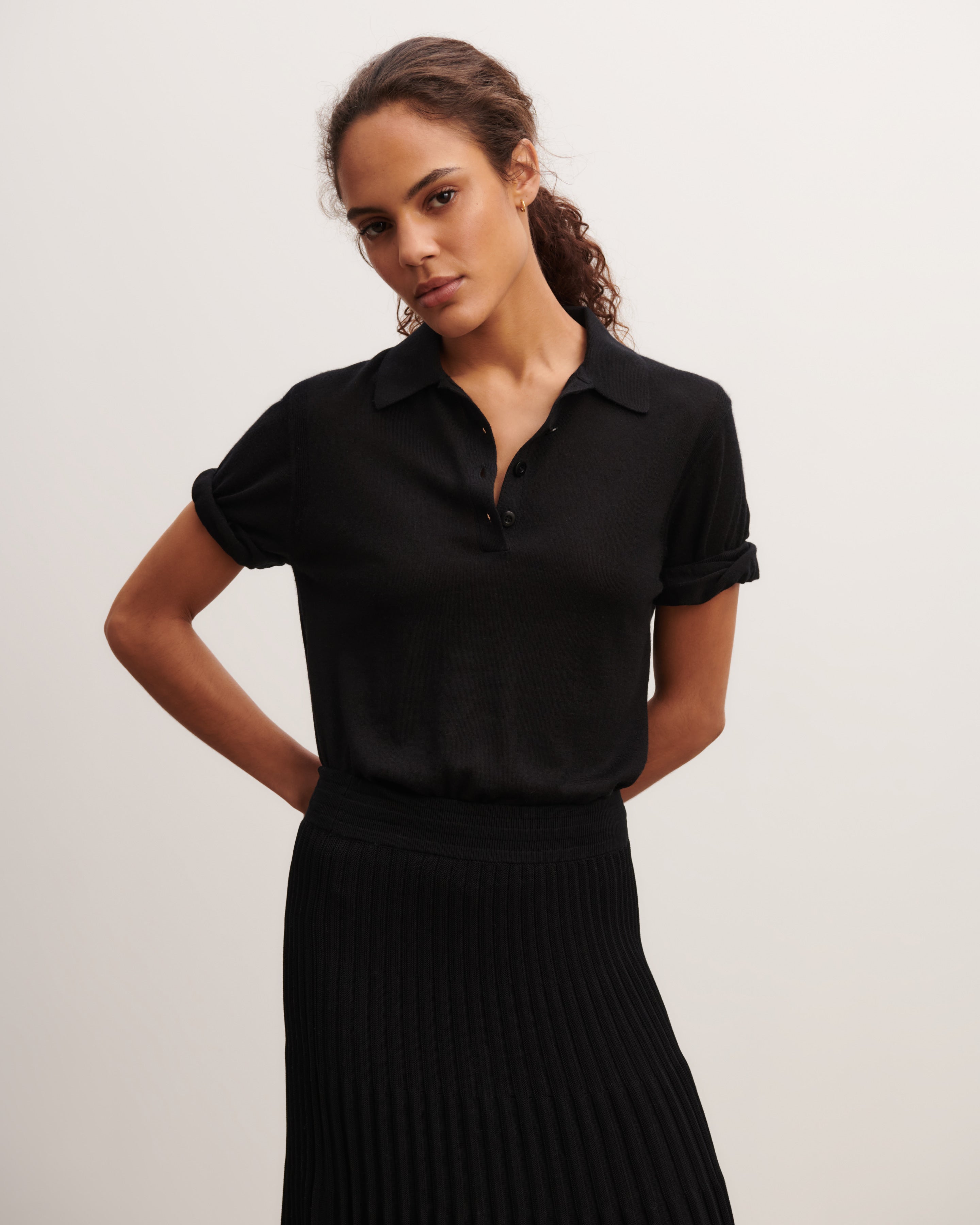 Polo ultrafin-NOIR-70% cachemire 30% soie