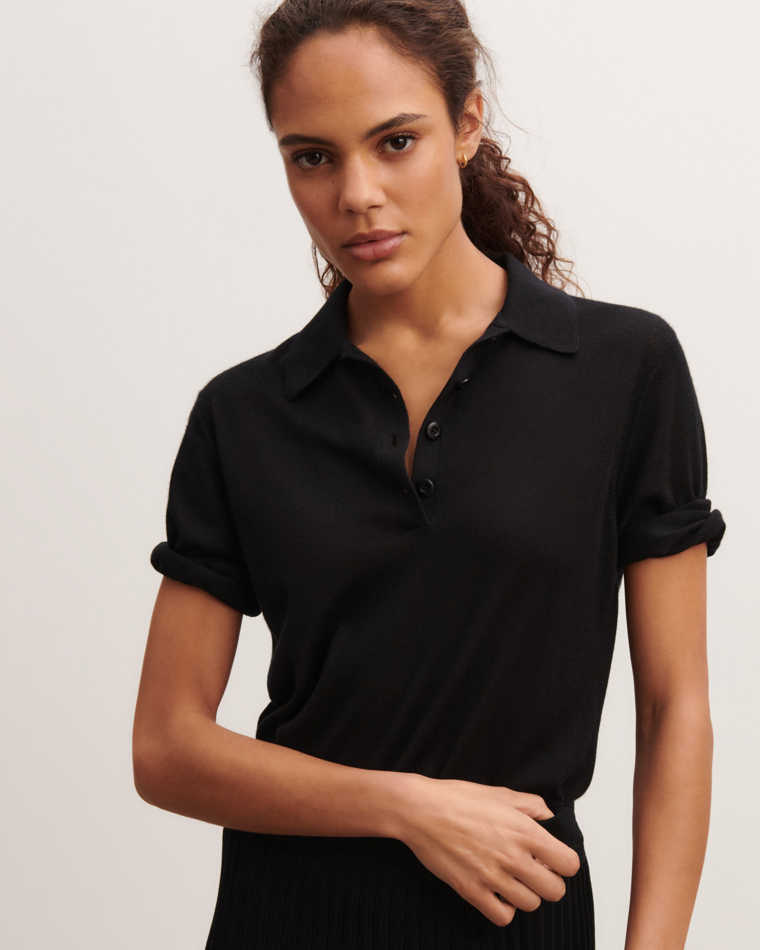 Polo ultrafin-NOIR-70% cachemire 30% soie