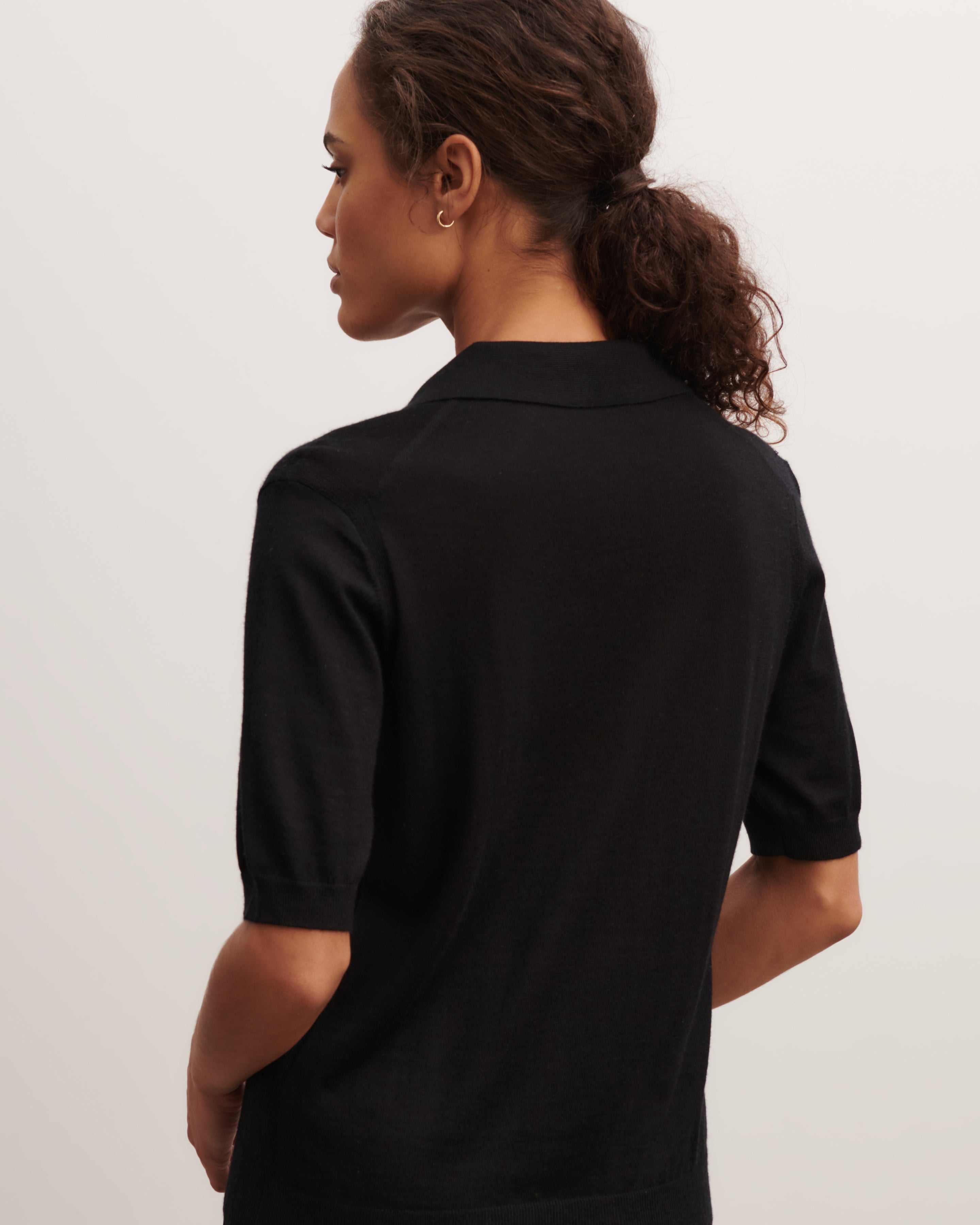 Polo ultrafin-NOIR-70% cachemire 30% soie