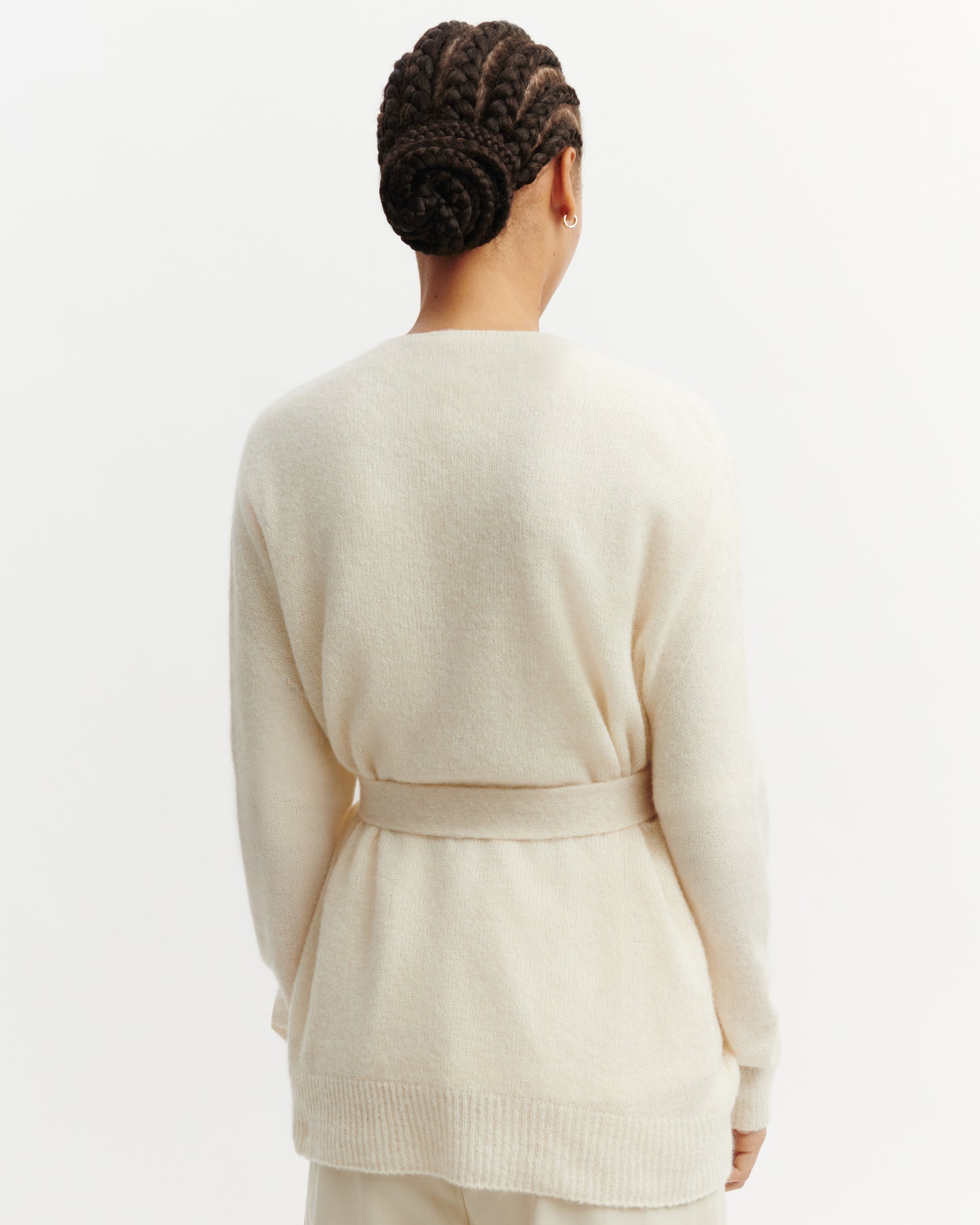 Gilet maille plume ceinturé-NATUREL-40% : baby alpaga; 32% : soie; 28% : cachemire