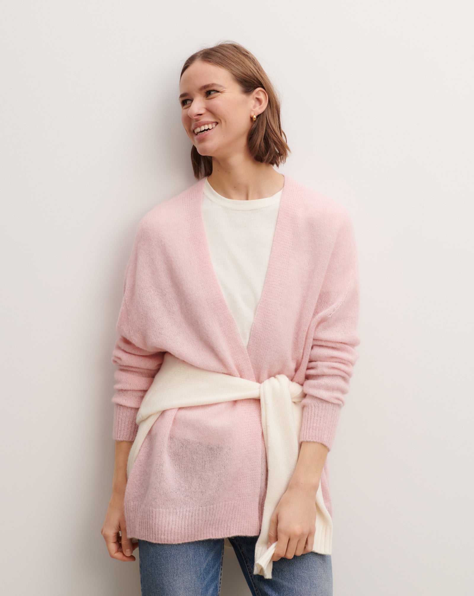 Gilet cachemire plume-CERISIER-30% cachemire 30% soie 40% alpaga