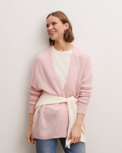 Gilet cachemire plume-CERISIER-30% cachemire 30% soie 40% alpaga