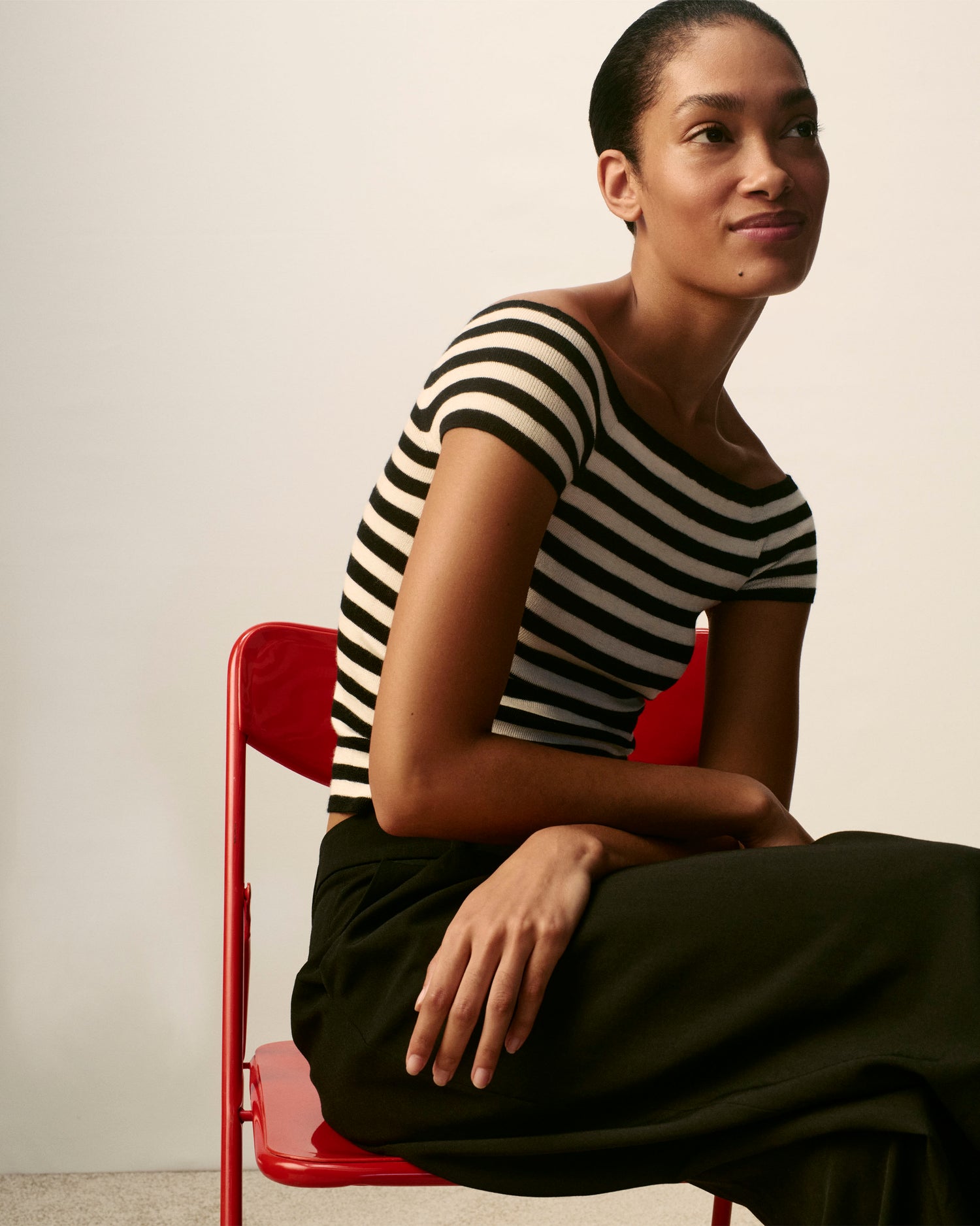 Top Bardot rayé-NOIR/NATUREL-70% cachemire 30% soie