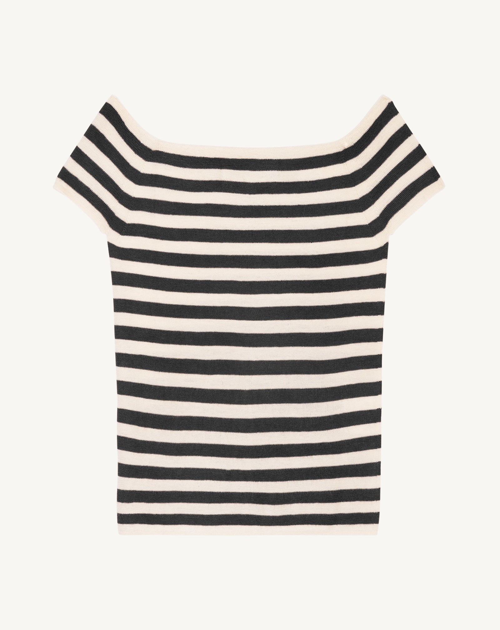 Top Bardot rayé-NOIR/NATUREL-70% cachemire 30% soie