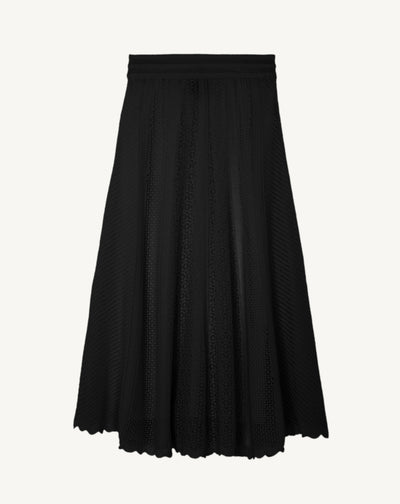 Jupe longue pointelle-NOIR-85% soie 15% cachemire doublure 90% soie 10% elasthanne