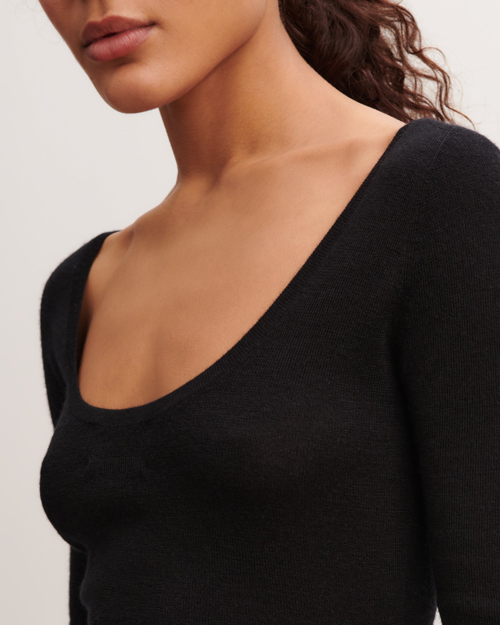 Body en maille unie-NOIR-70% cachemire 30% soie