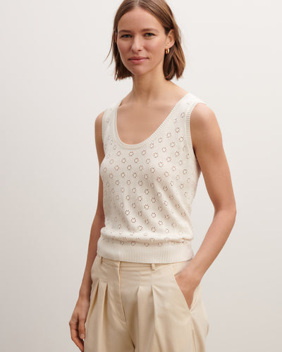 Débardeur en pointelle-NATUREL-55% soie 45% coton