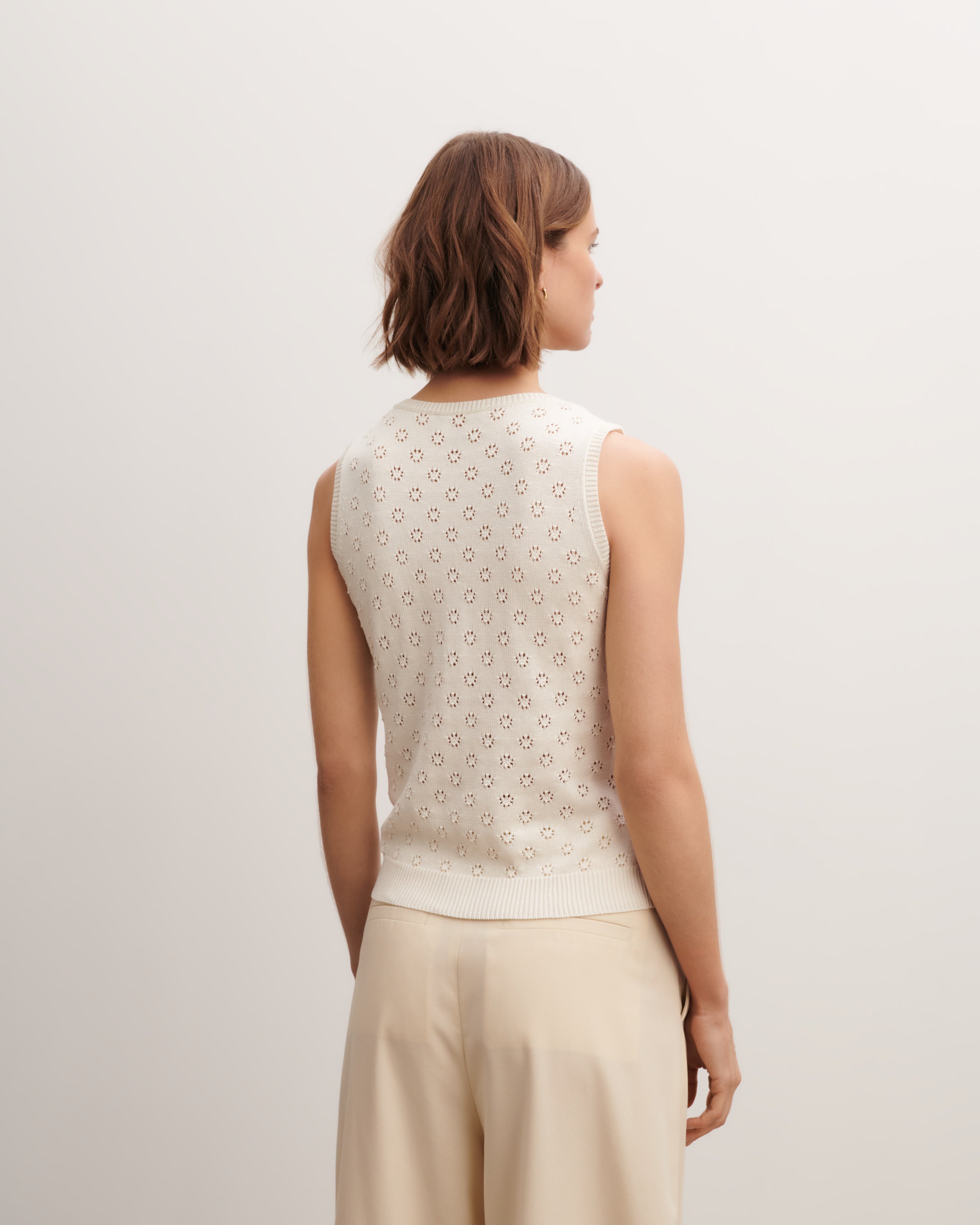 Débardeur en pointelle-NATUREL-55% soie 45% coton