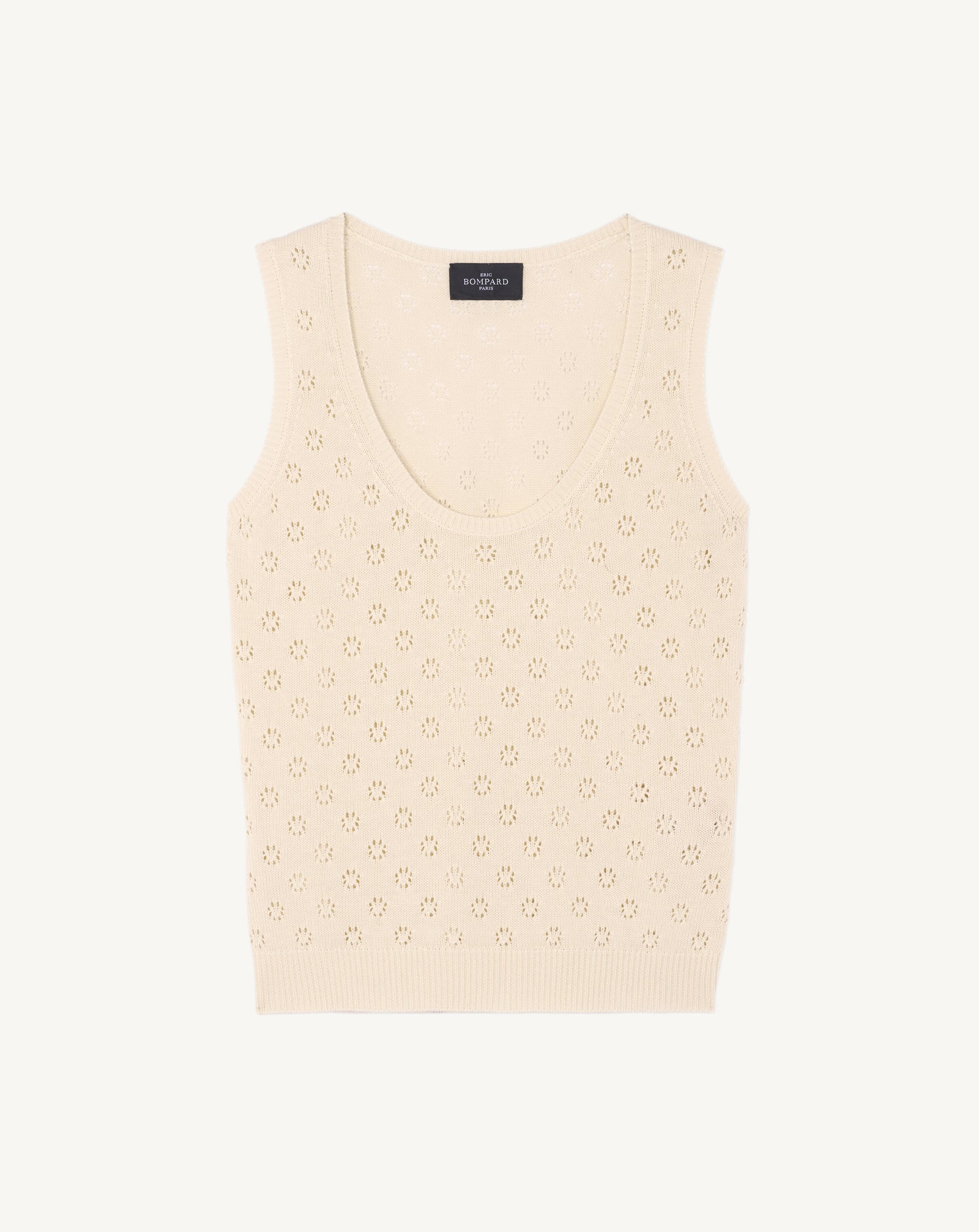 Débardeur en pointelle-NATUREL-55% soie 45% coton