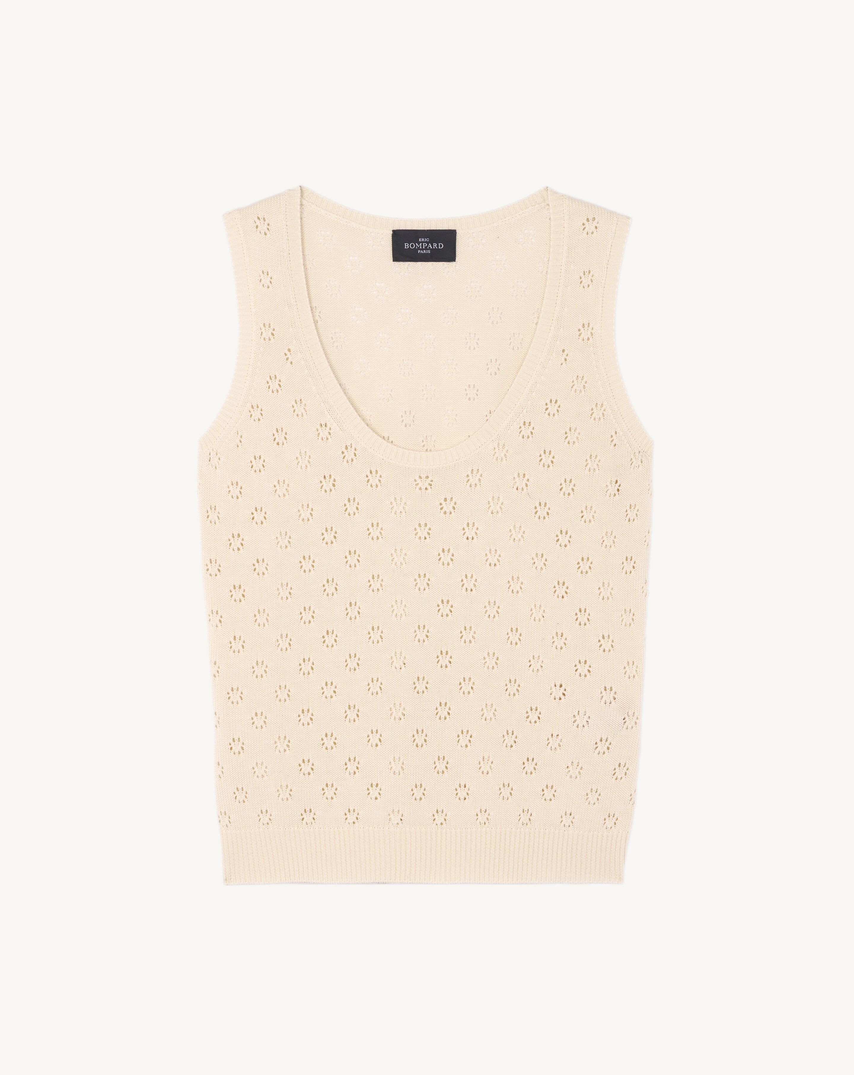Débardeur en pointelle-NATUREL-55% soie 45% coton