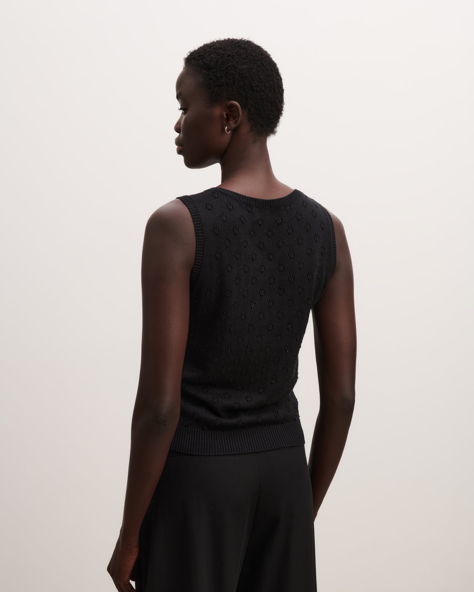 Débardeur en pointelle-NOIR-55% soie 45% coton