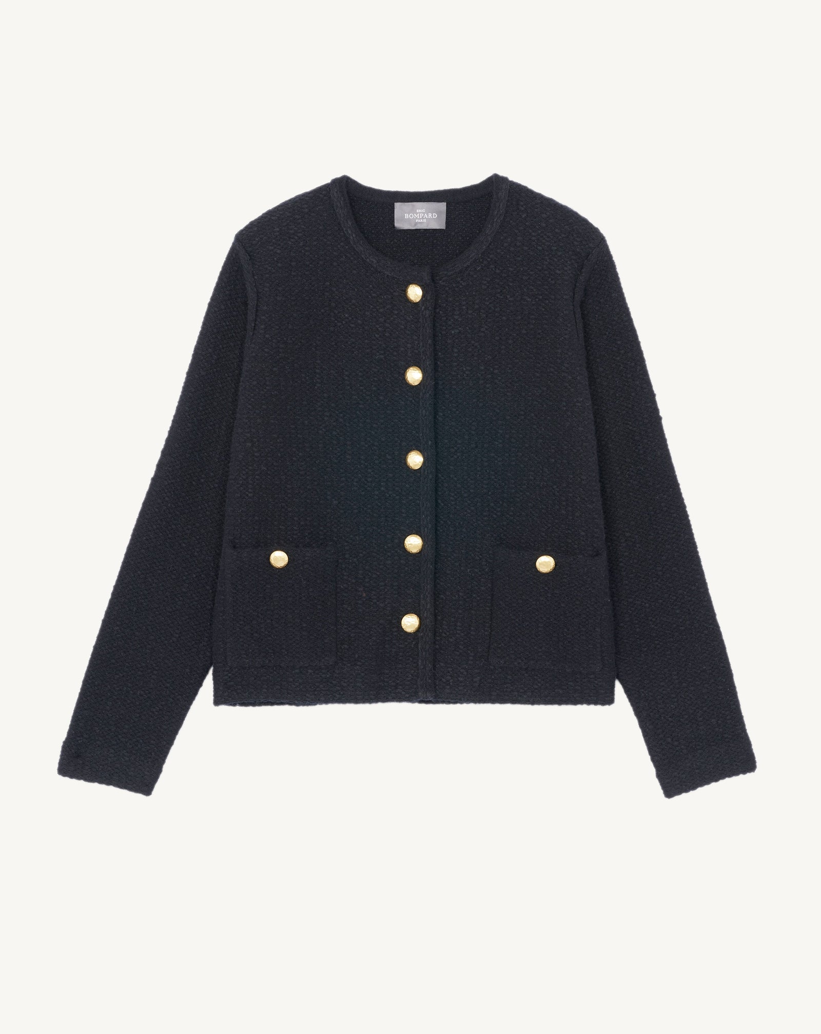 Veste en jacquard-NOIR-60% coton 28% laine 12% cachemire