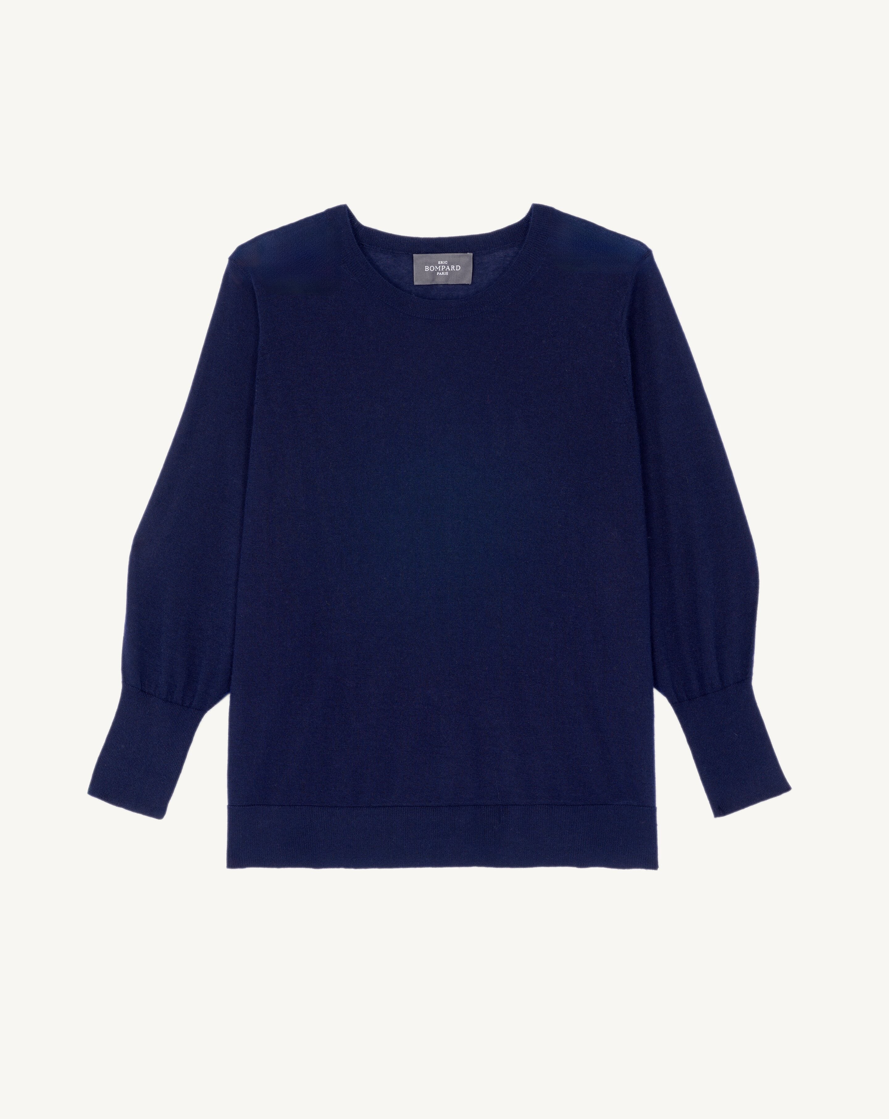 Pull col rond ample-MARINE-70% cachemire 30% soie
