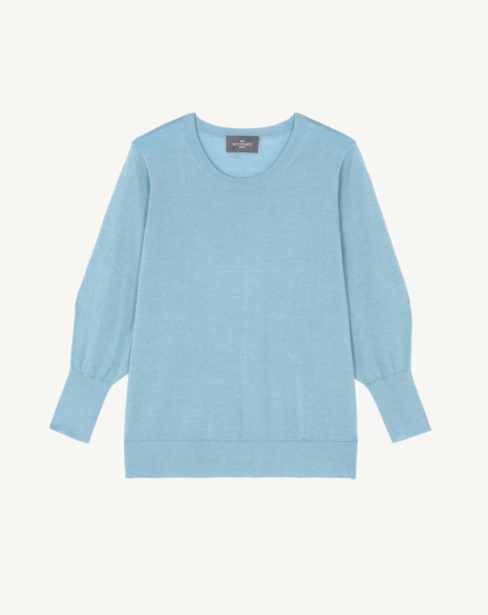 Pull col rond ample-BLEU HERON-70% cachemire 30% soie
